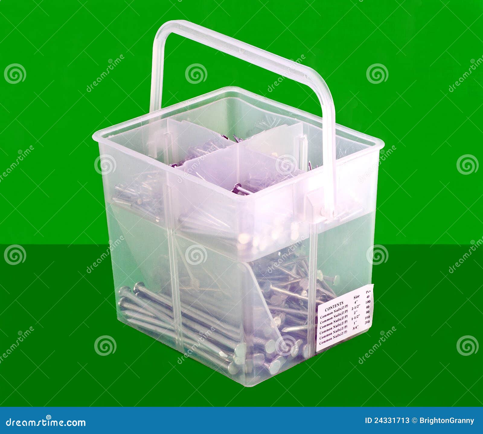 Bucket of nails stock image. Image of clear, handle, metallic 24331713