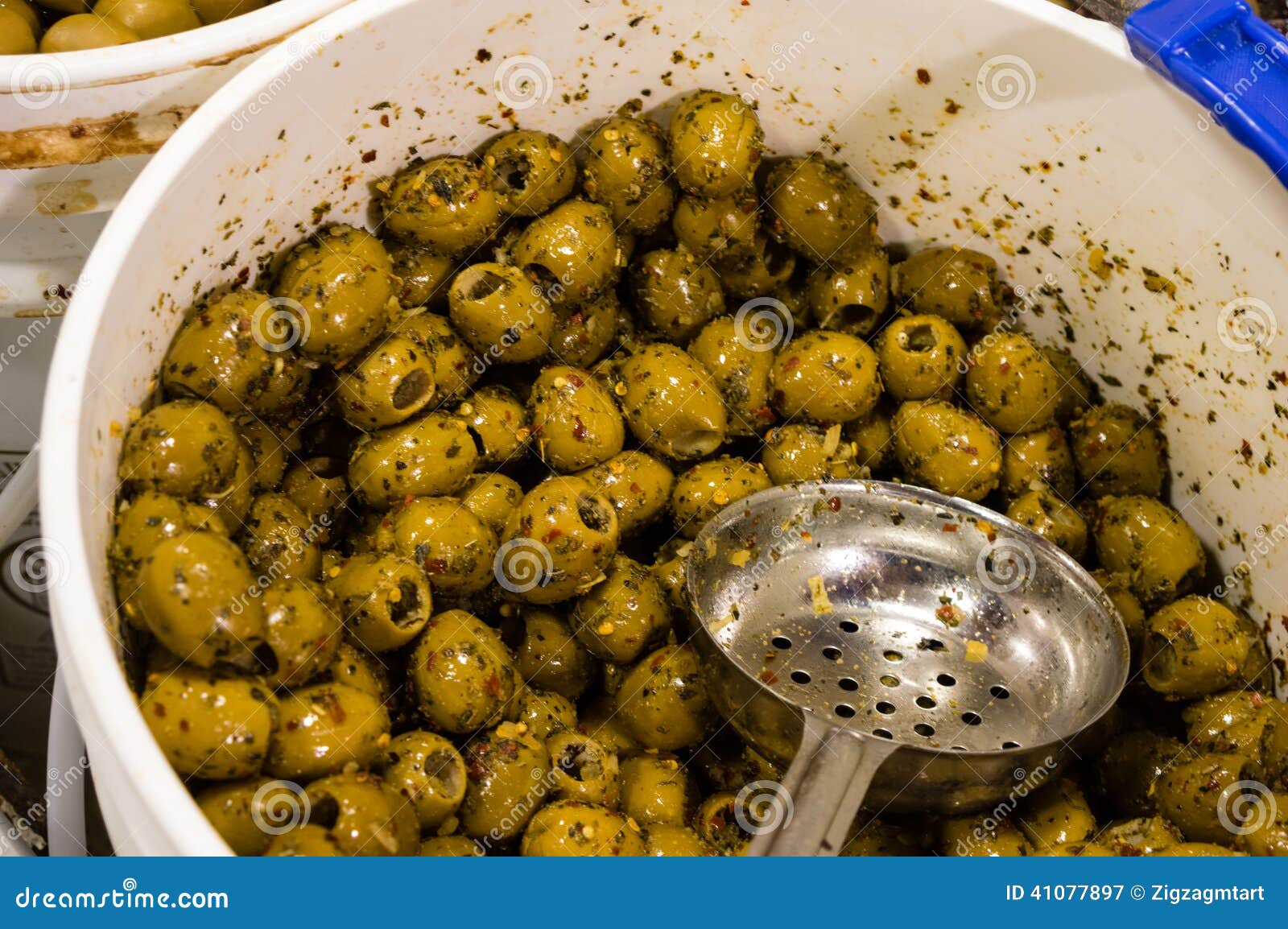 Bucket of Olives in a Grocery Stock Image Image of fruit, canning