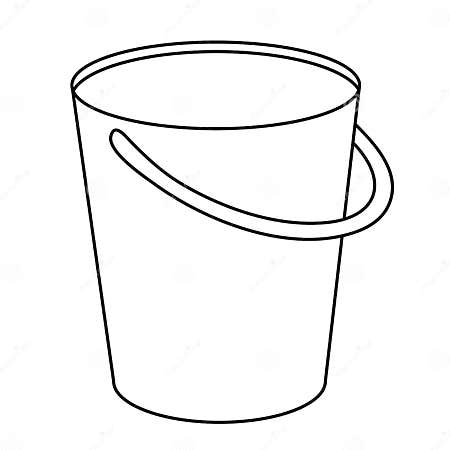 Bucket Outline Icon. Pail with Handle Simple Line Vector Template ...
