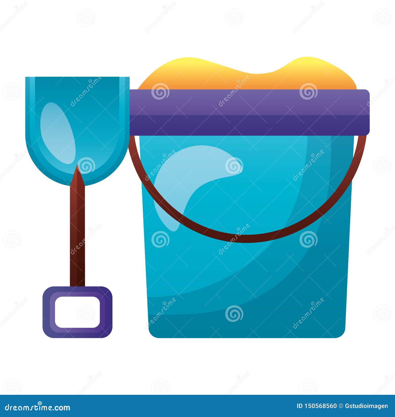 Bucket Shovel Sand White Background Stock Illustration Illustration