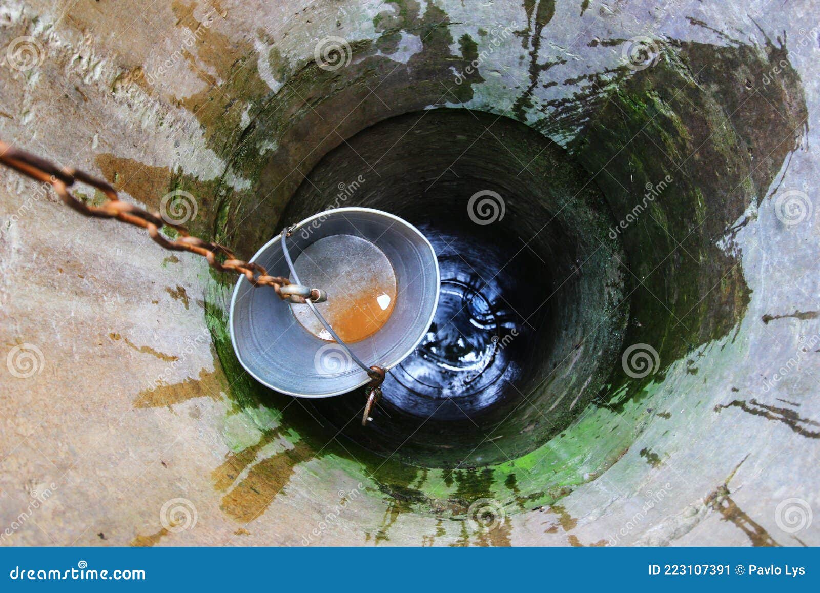 A Bucket in the Well and Water Stock Image Image of architecture