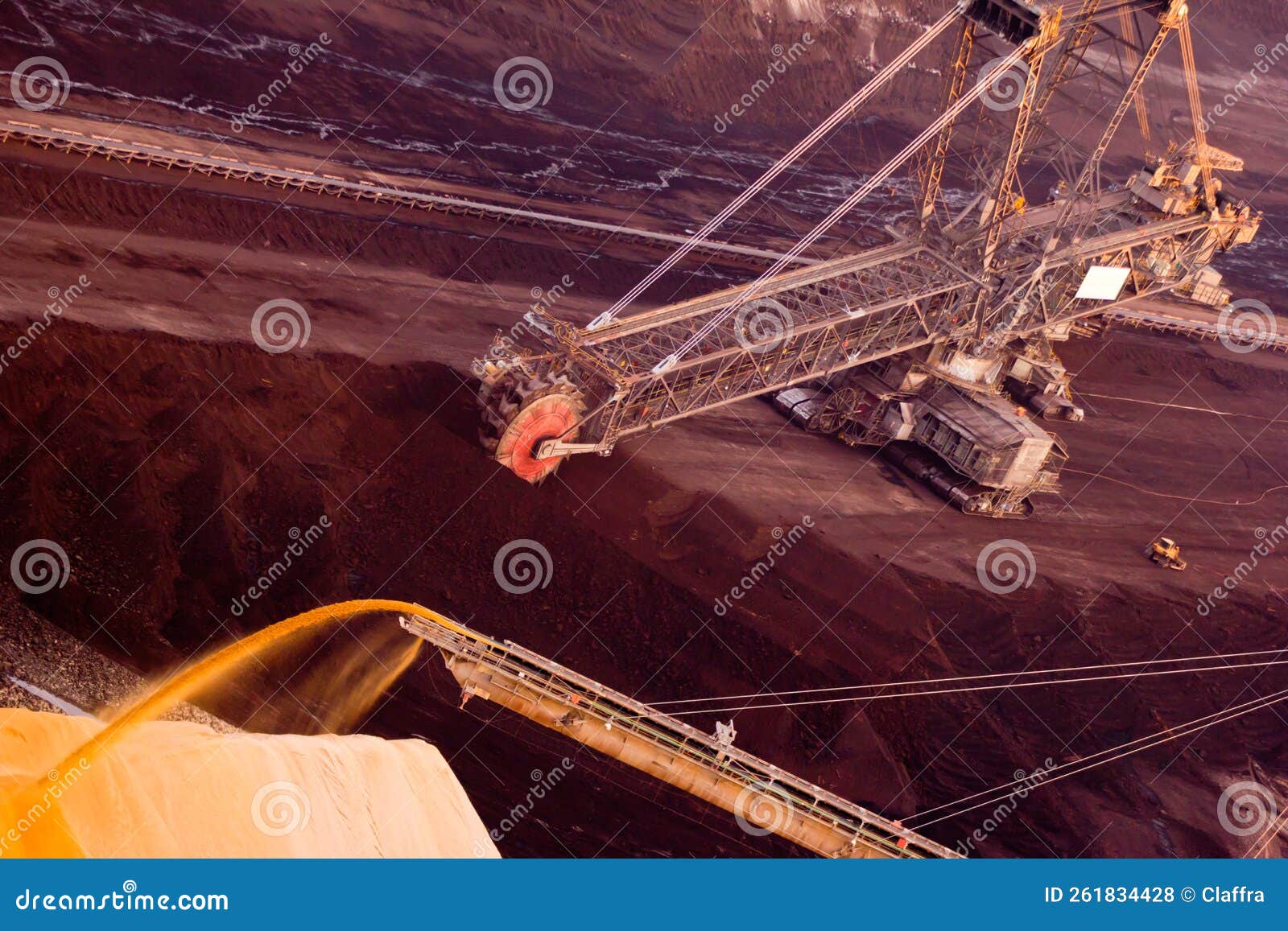 a large bucket wheel excavator in a lignite quarry, germany