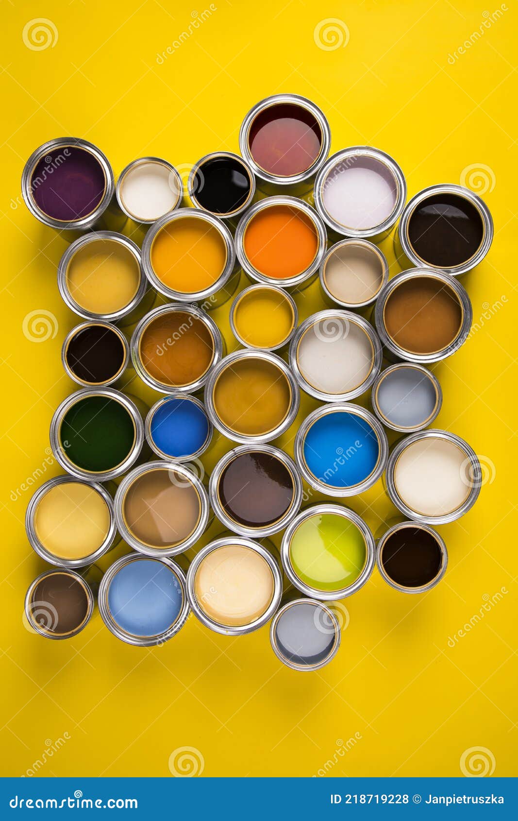 Buckets Full of Rainbow Colored Oil Paint Stock Photo Image of decor