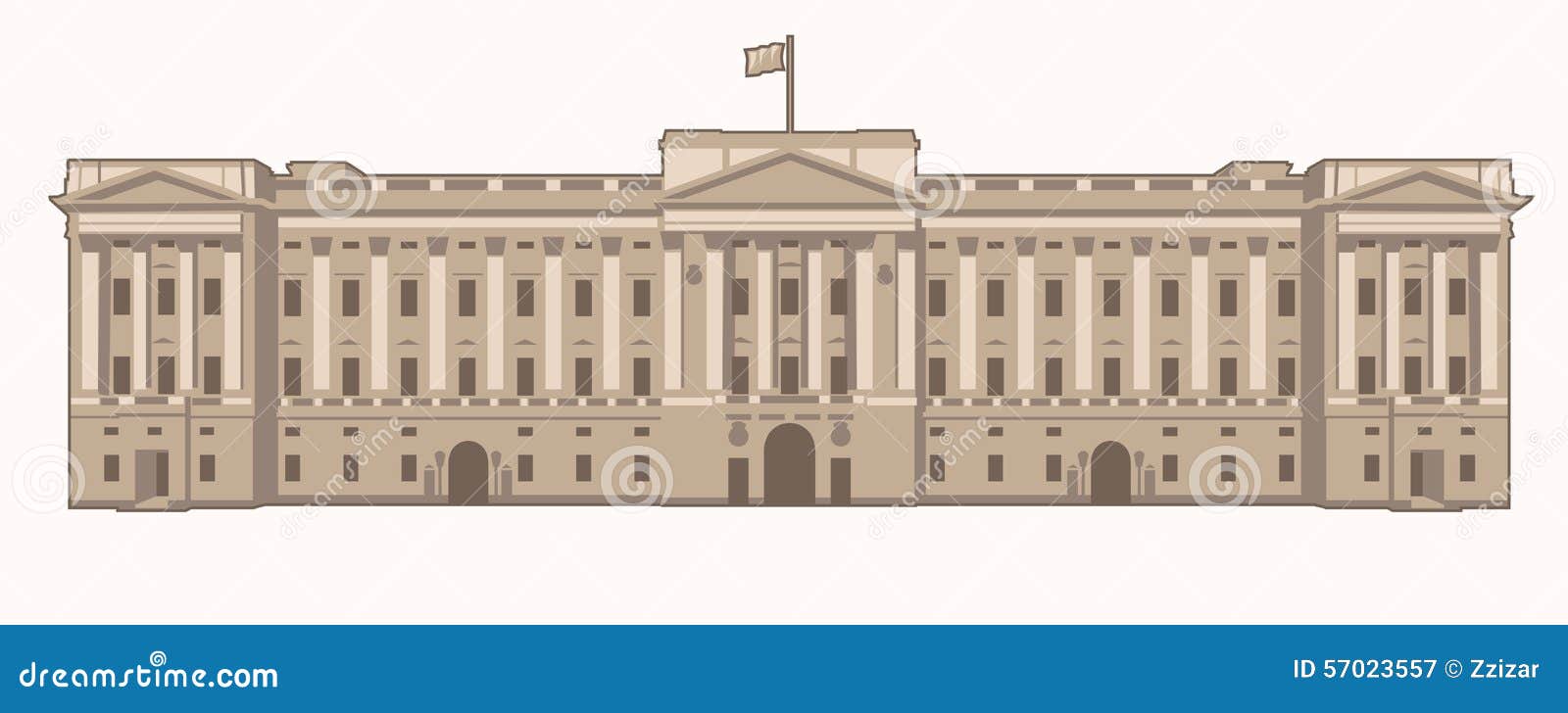 Buckingham Palace. London, England, UK. Graphic Sketch Cartoon Vector