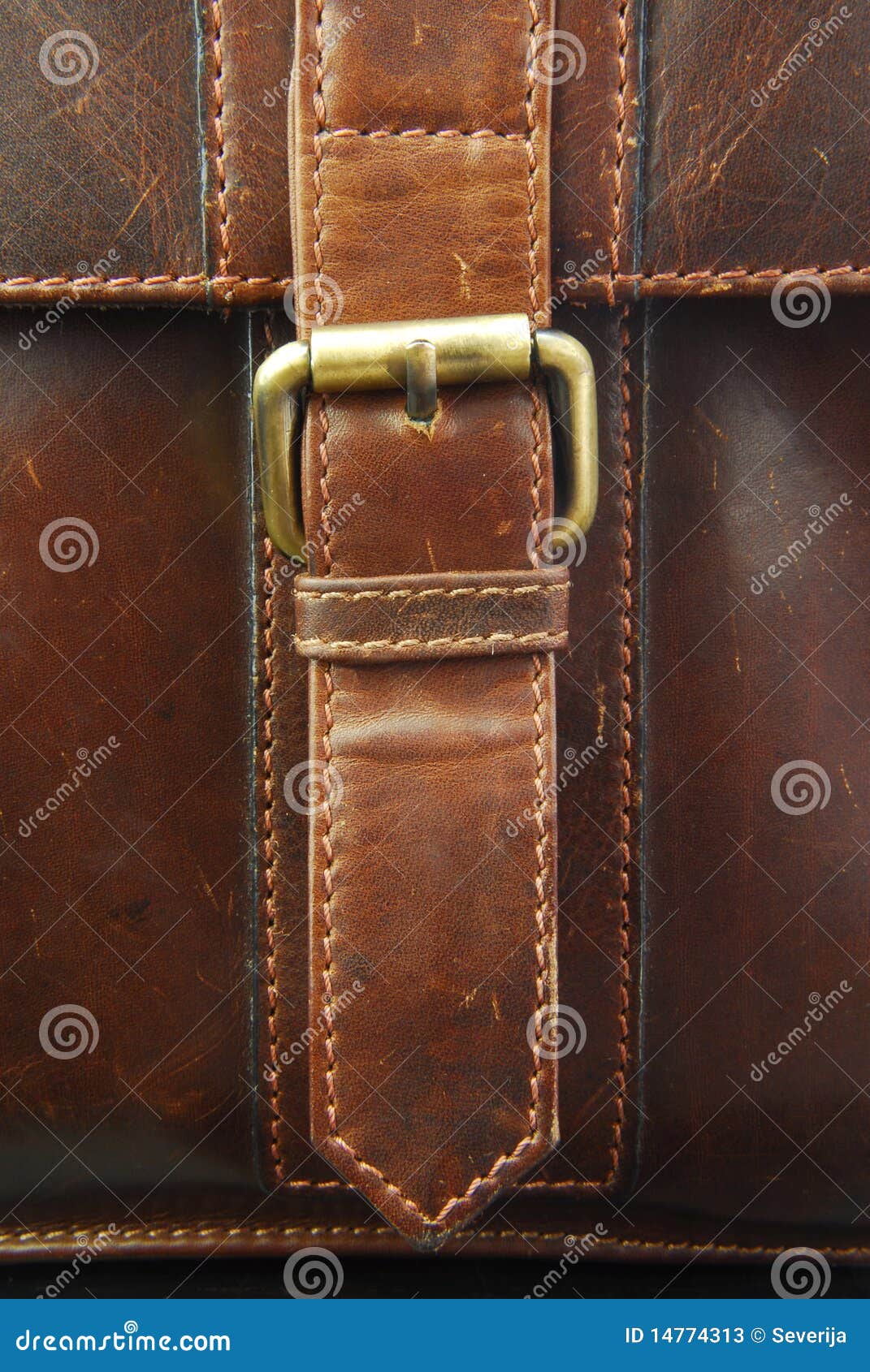 buckle on leather briefcase