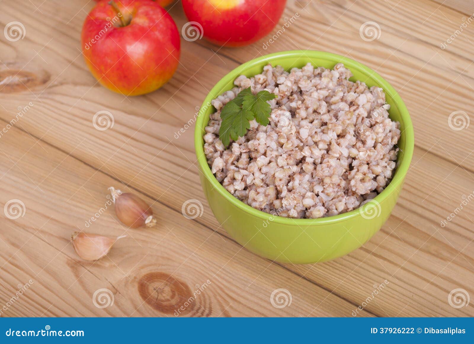 Buckwheat and apples. stock photo. Image of bowl, buckwheat 37926222