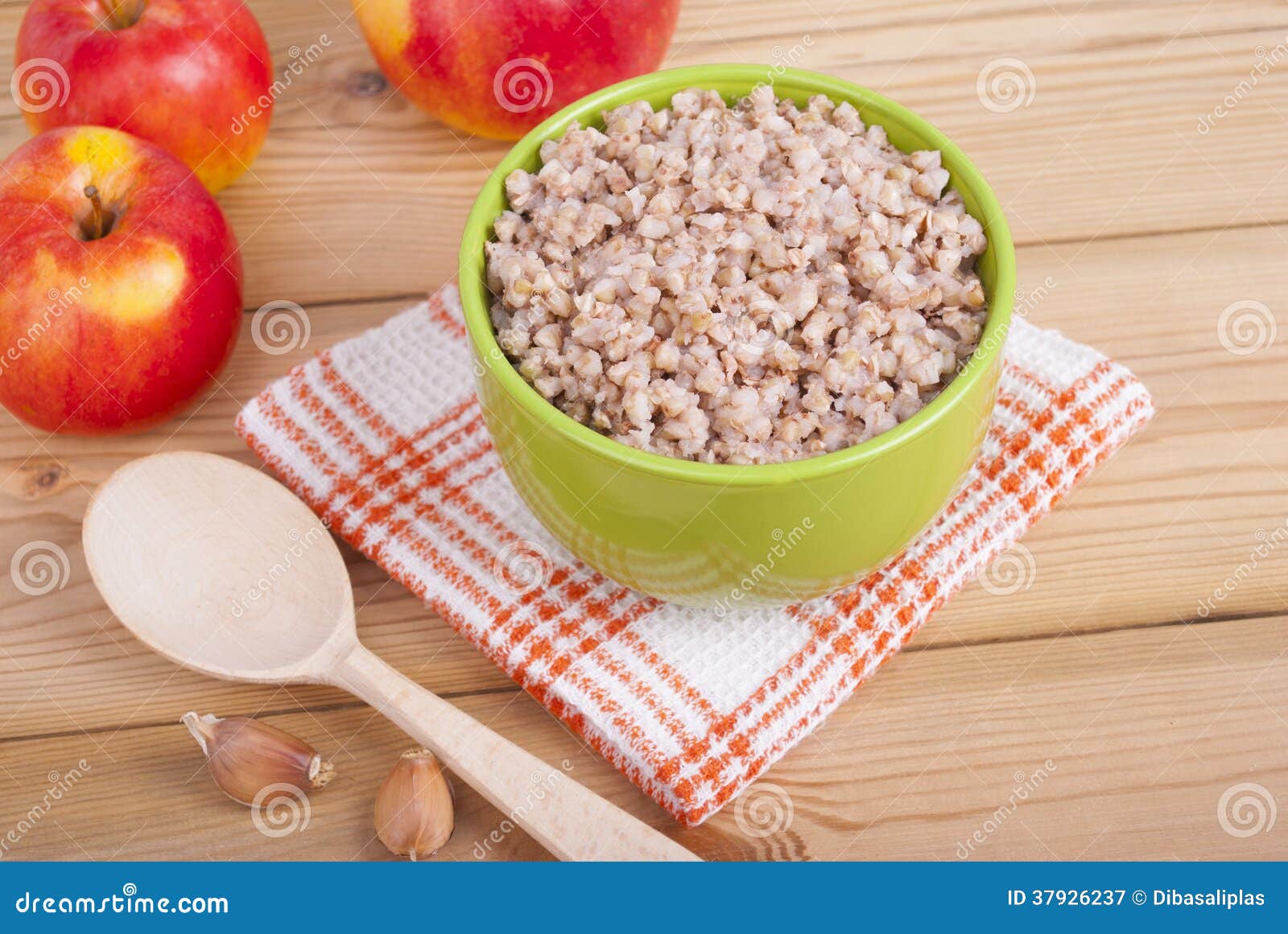 Buckwheat and apples. stock image. Image of flavorful 37926237