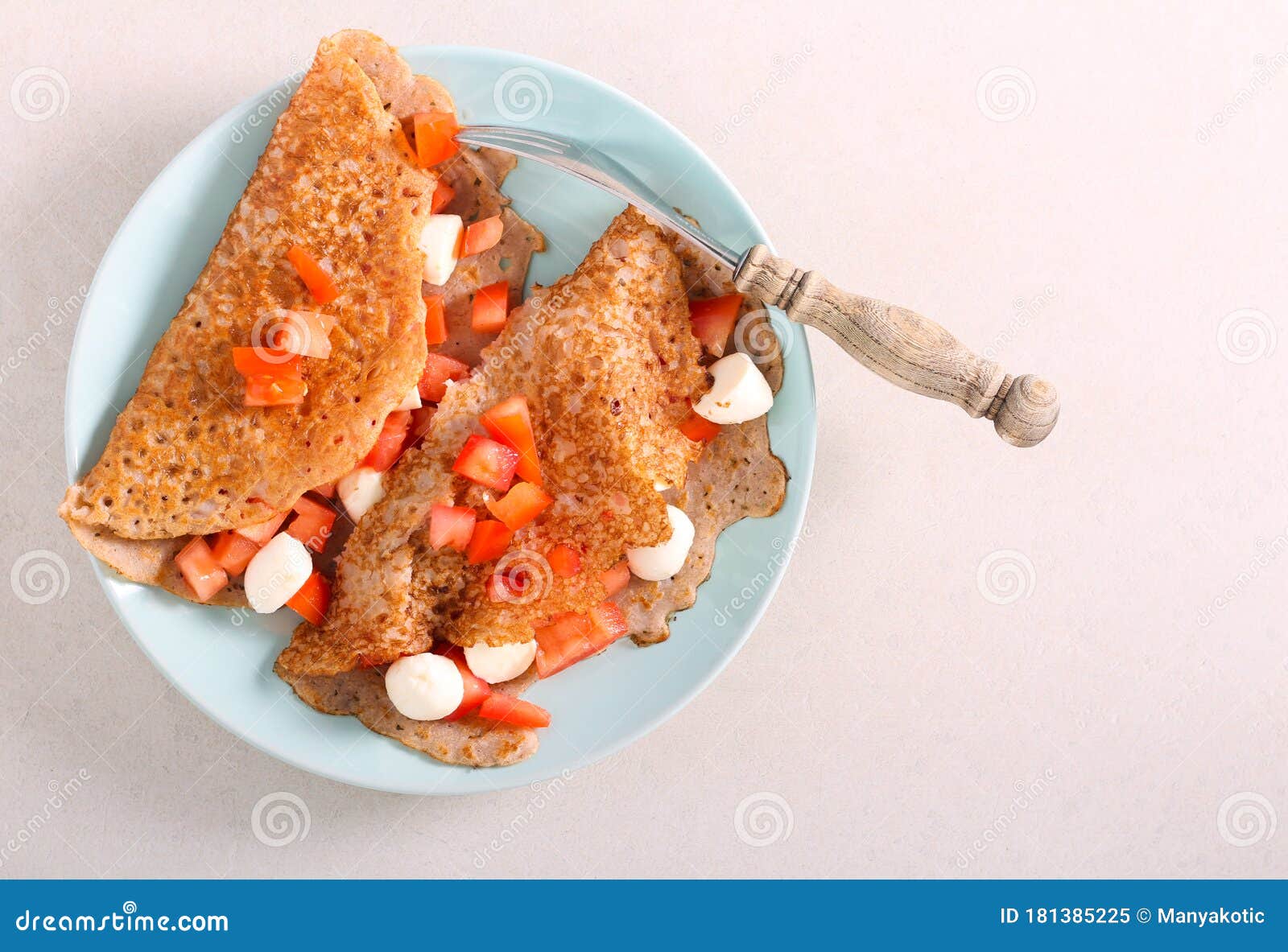 Buckwheat Blinis with Tomato and Mozzarella Stock Image Image of