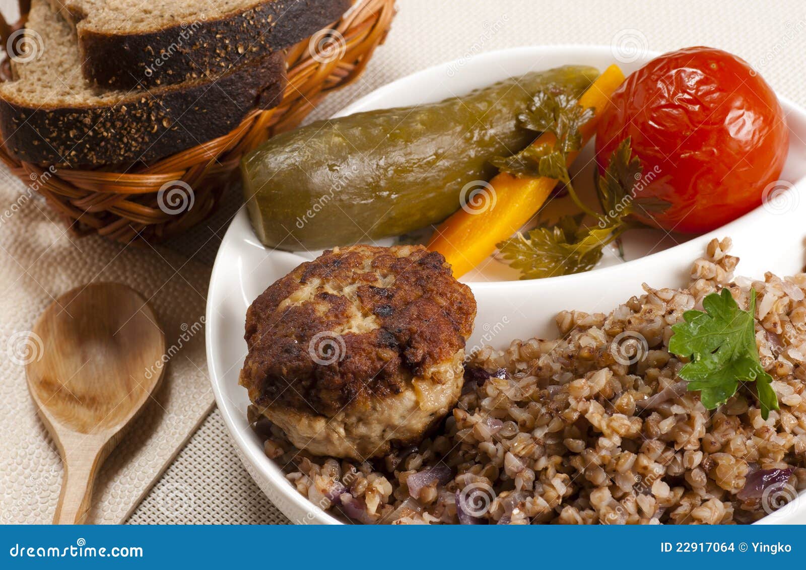 Buckwheat Cereal with a Cutlet Stock Photo Image of cutlet, grain