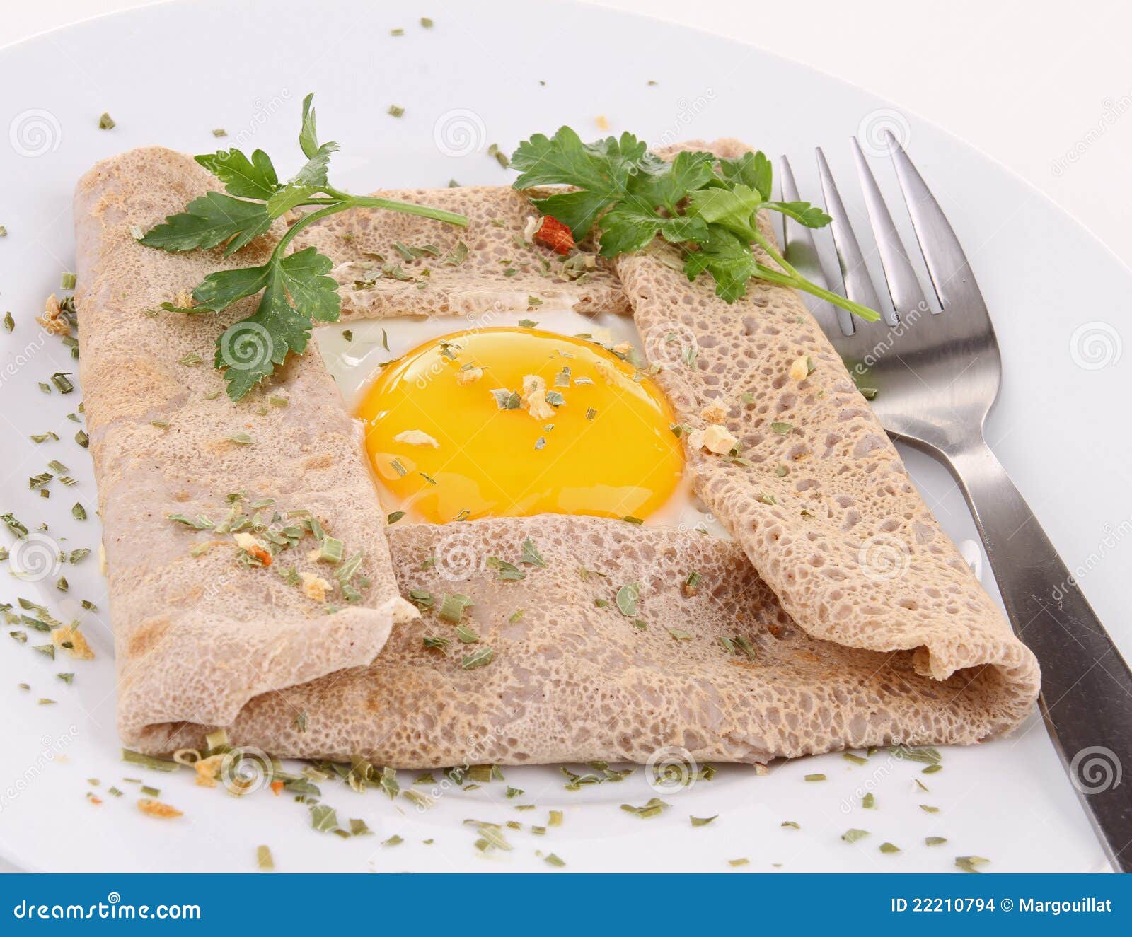 Buckwheat crepe with egg stock photo. Image of galette 22210794
