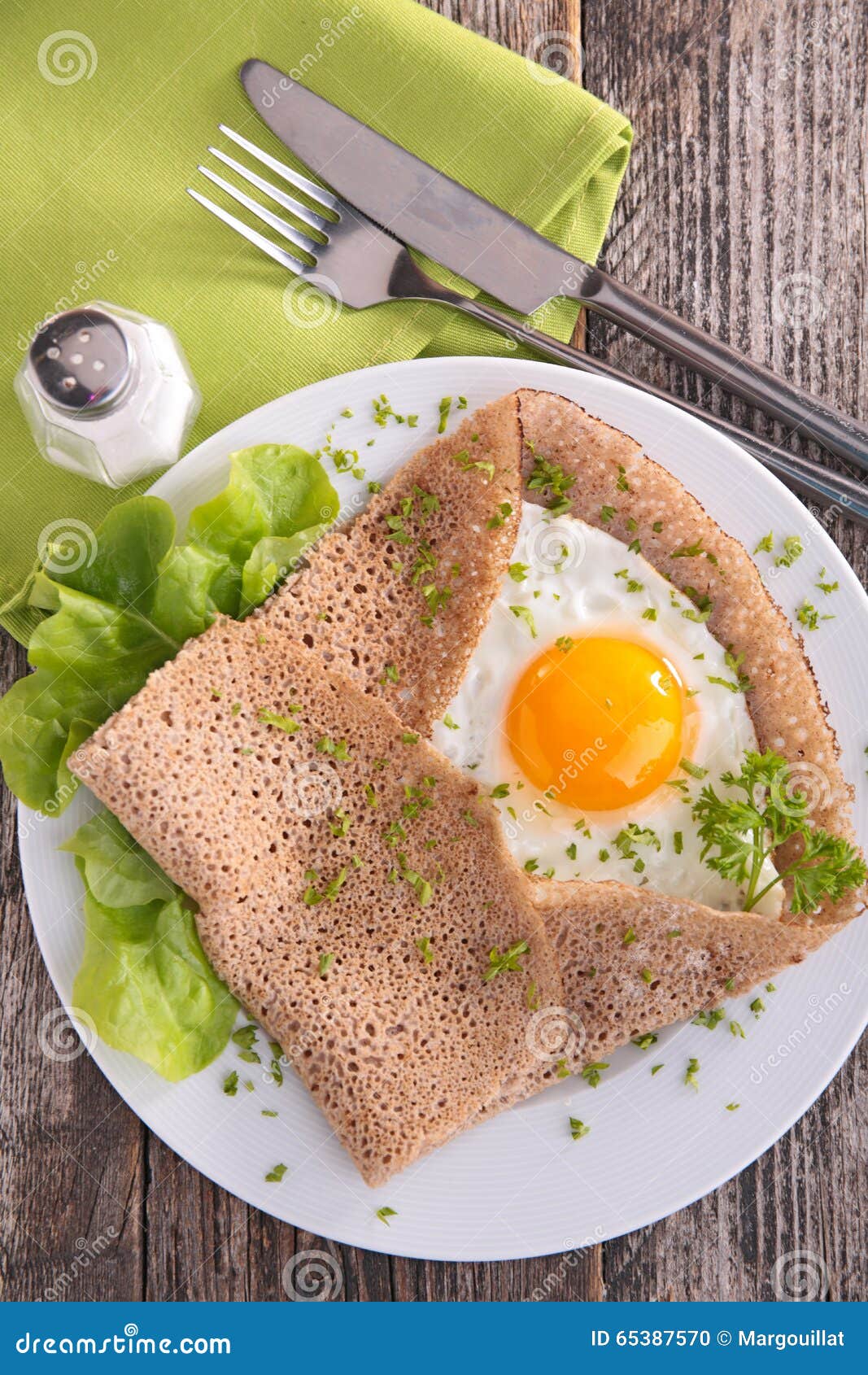 Buckwheat crepe with egg stock photo. Image of fried 65387570