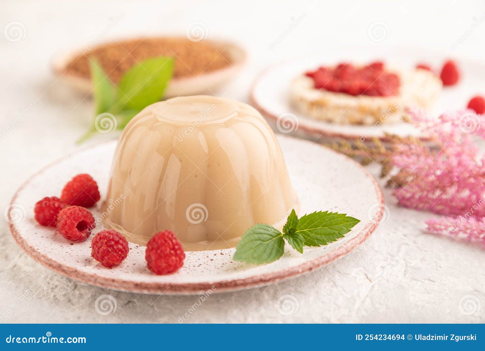 Buckwheat Milk Jelly on Gray Concrete, Side View, Selective Focus Stock Photo Image of