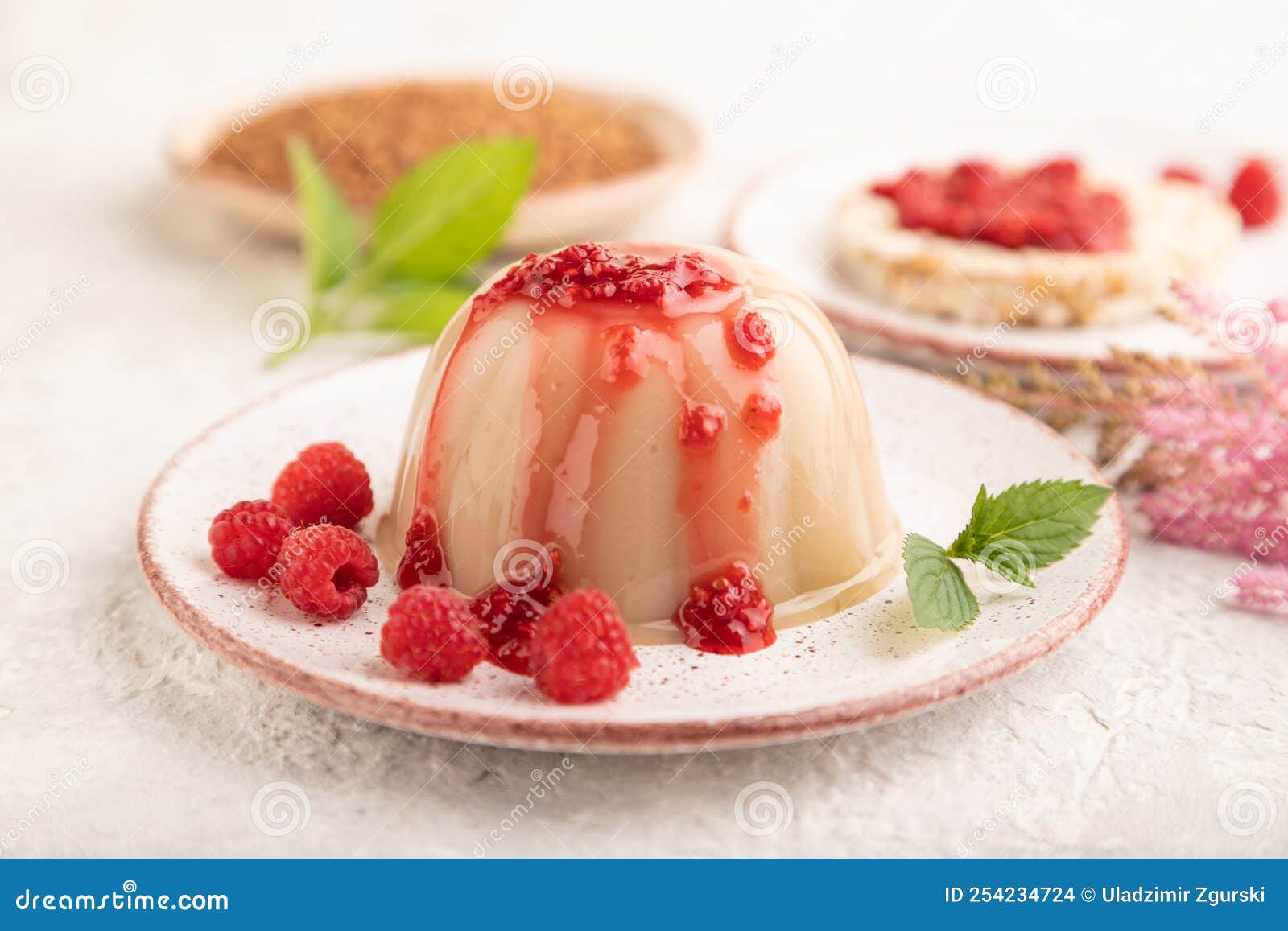Buckwheat Milk Jelly on Gray Concrete, Side View, Selective Focus Stock Photo Image of jelly