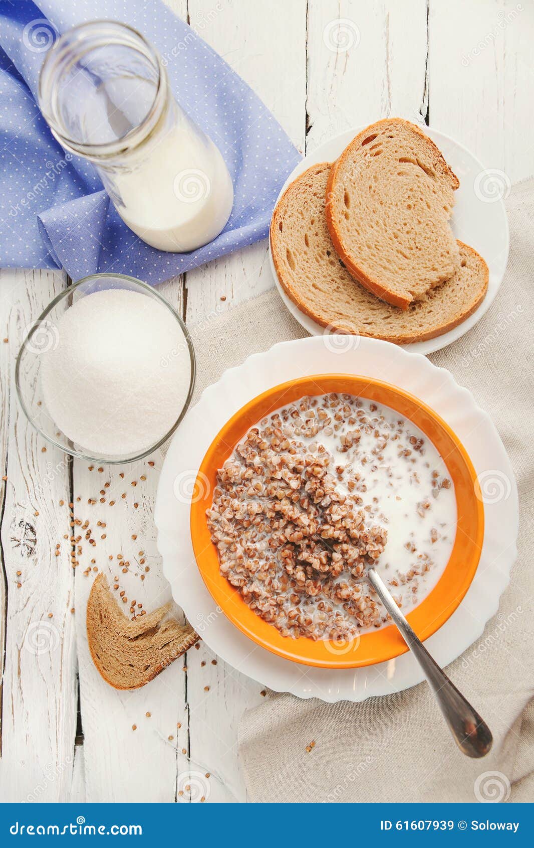 Buckwheat with milk stock image. Image of full, bowl 61607939