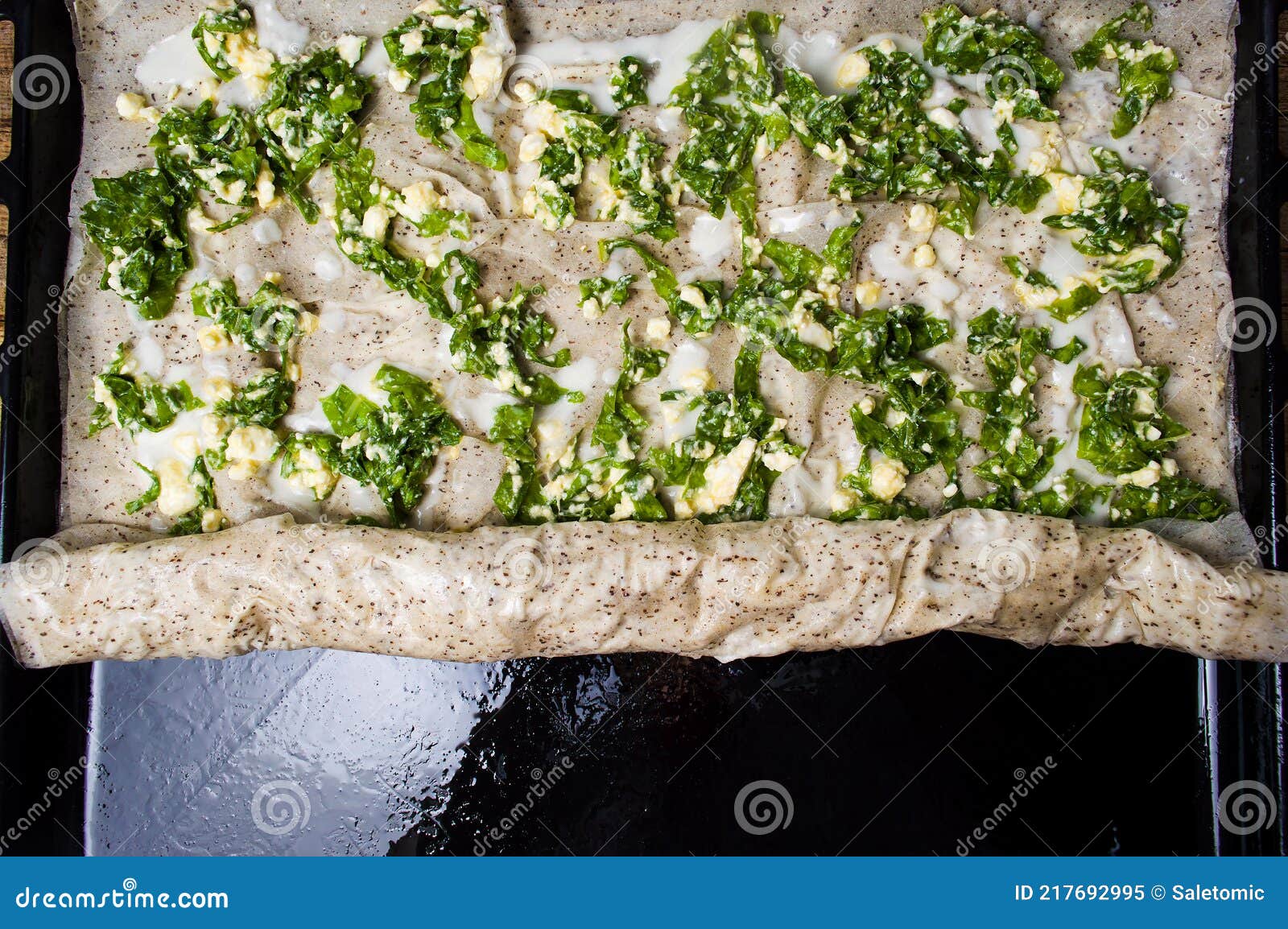 Buckwheat Pie with Cheese and Green Vegetable Stock Image Image of
