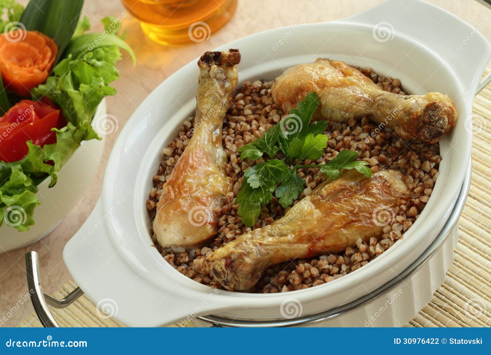 Buckwheat Porridge and Fried Chicken Stock Photo Image of edible