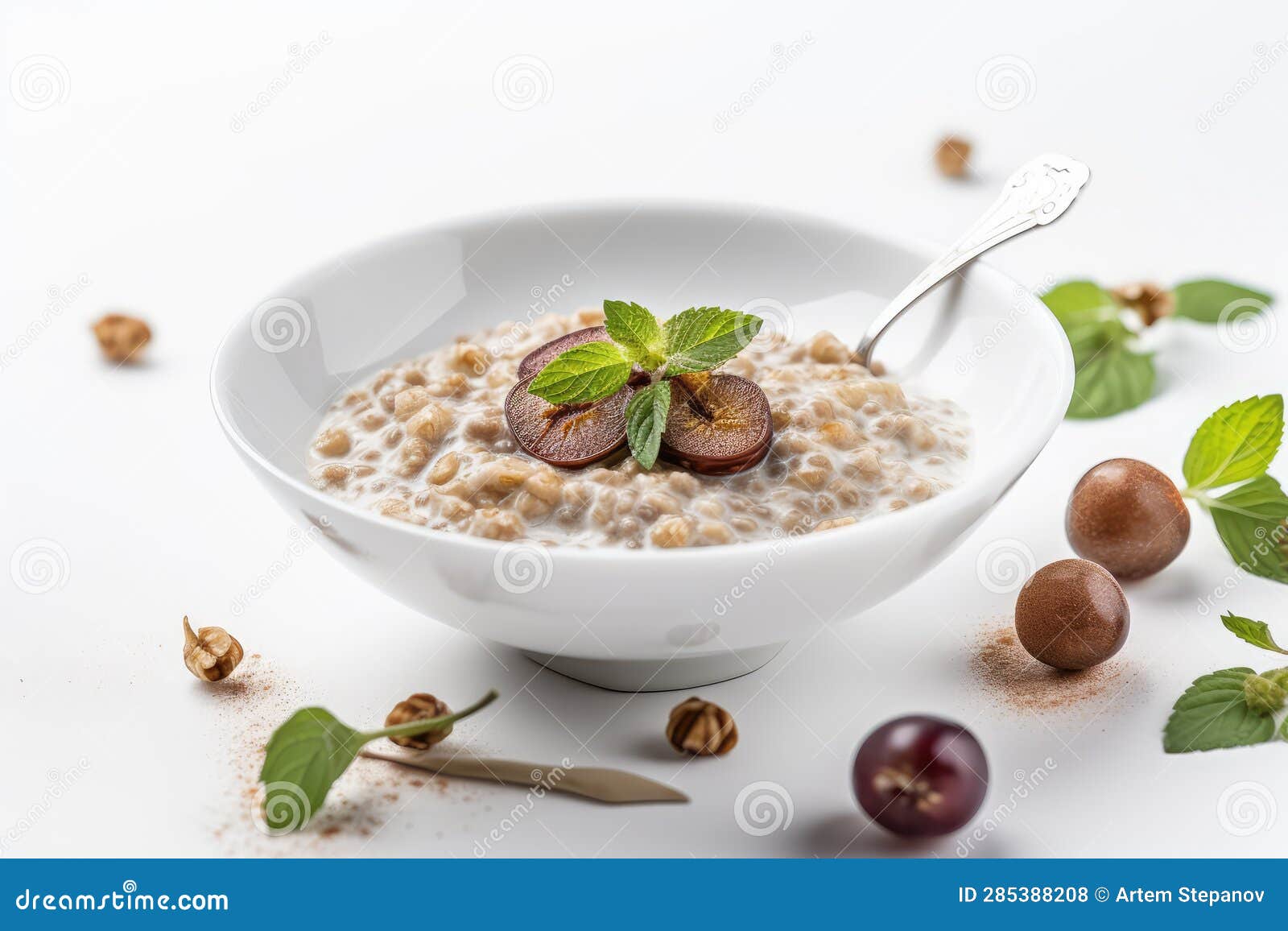 buckwheat porridge, healthy milk porrige breakfast, buckwheat meal, abstract generative ai 