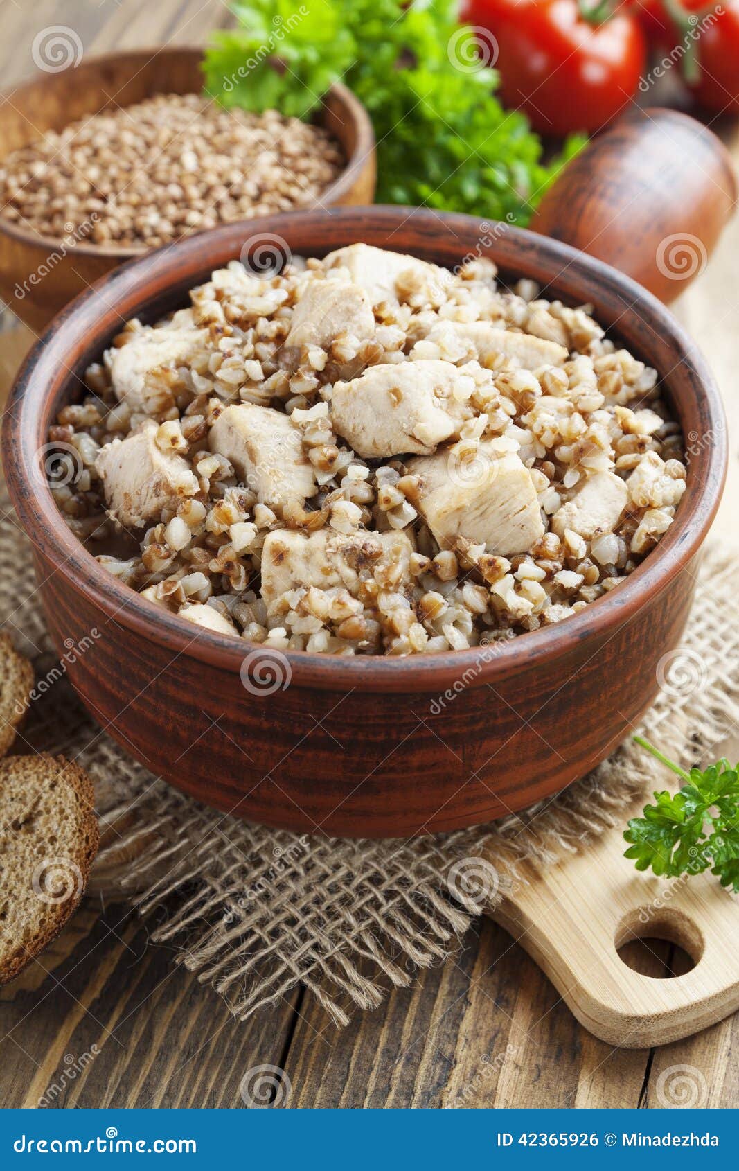 Buckwheat Porridge with Meat Stock Photo Image of meal, cherry 42365926