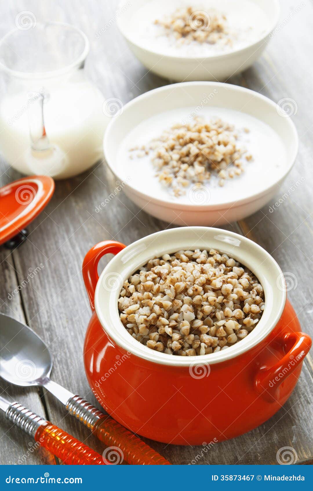 Buckwheat Porridge and Milk Stock Image Image of buckwheat, dairy