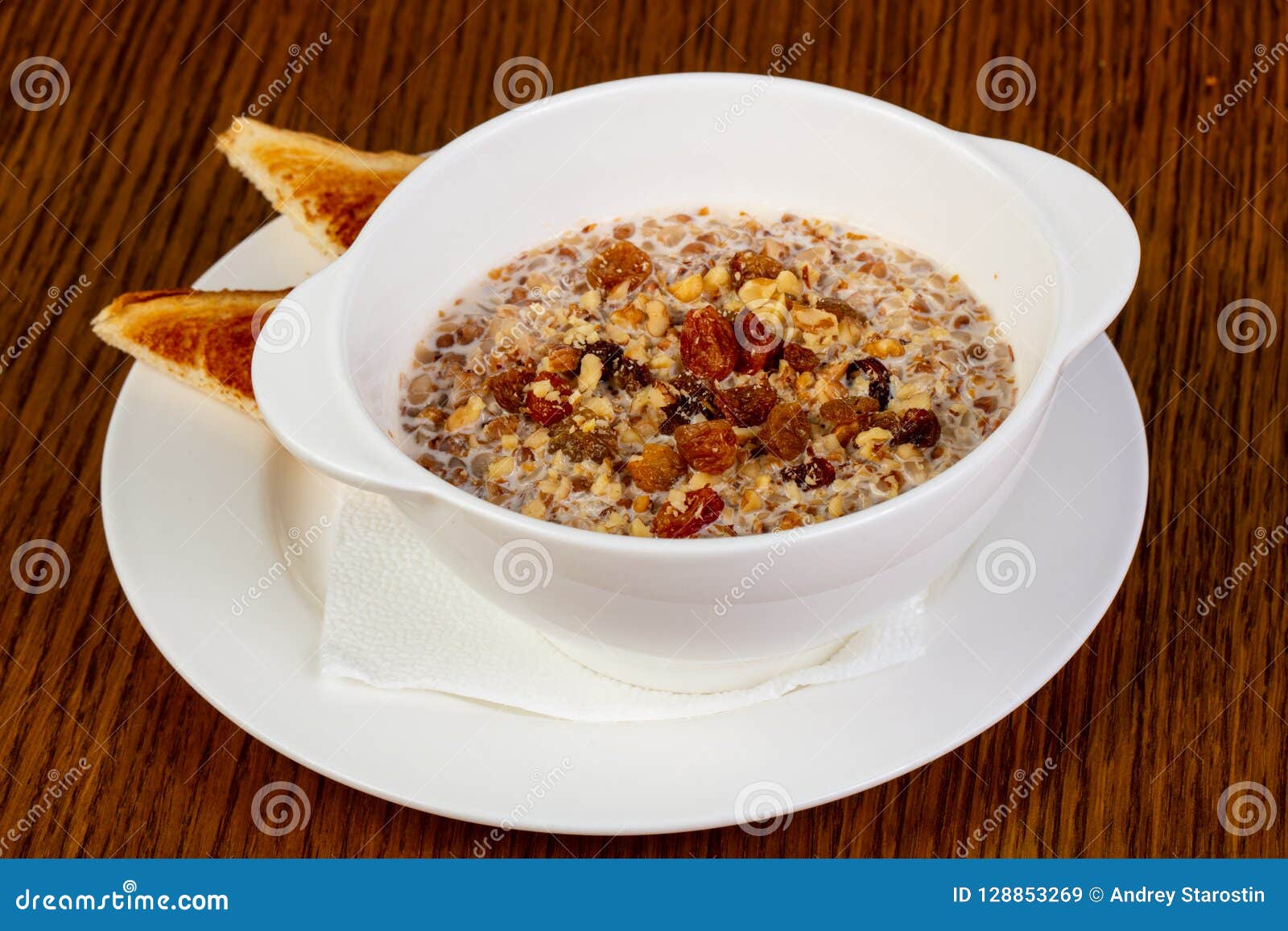 Buckwheat Porridge with Nuts Stock Image Image of clean, food 128853269