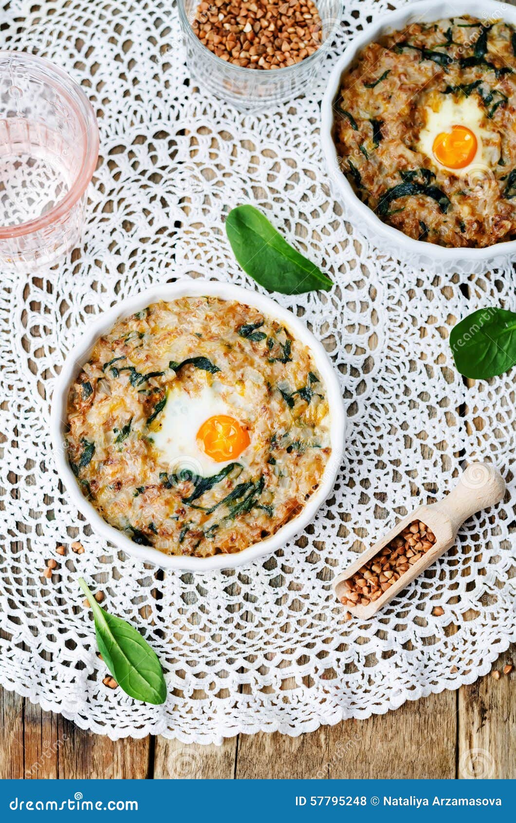 Buckwheat Spinach Cheese Egg Casserole Stock Photo Image of buckwheat