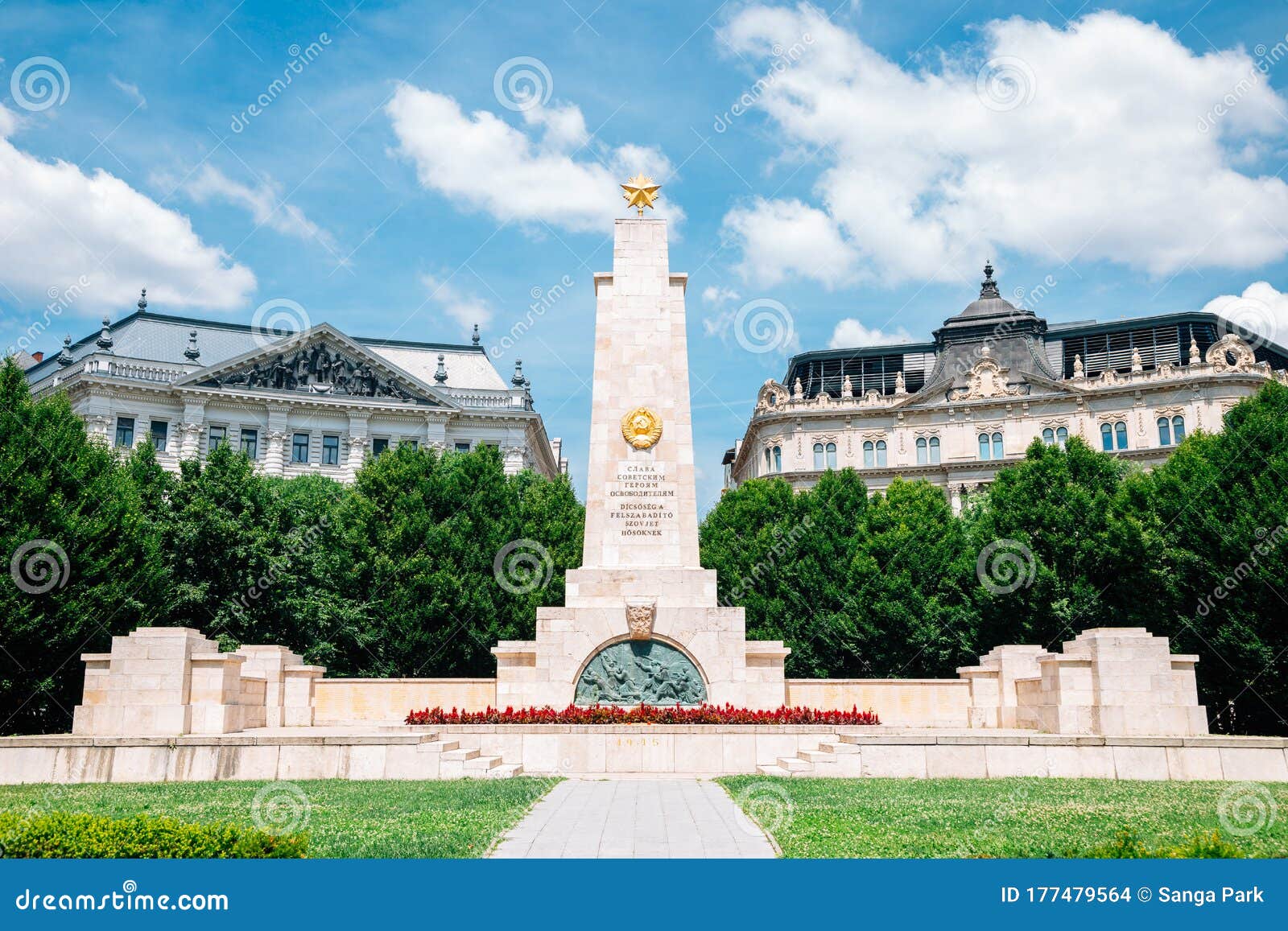 Soviet War Memorial at Liberty Square in Budapest, Hungary Editorial