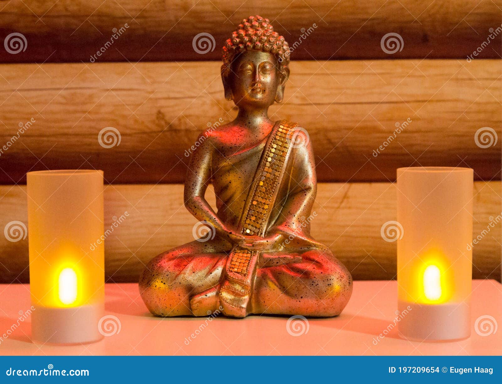 Buddha with Candle, Zen Statue in a Spa Stock Photo Image of