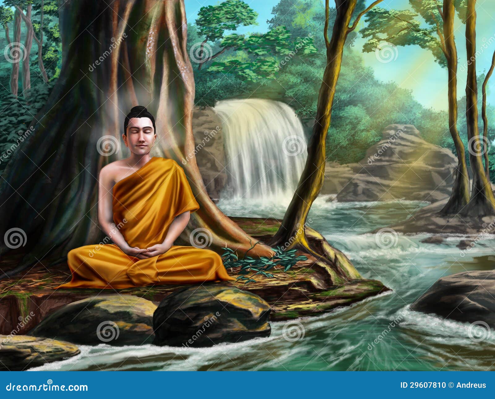 Buddha che meditating illustrazione di stock. Illustrazione di