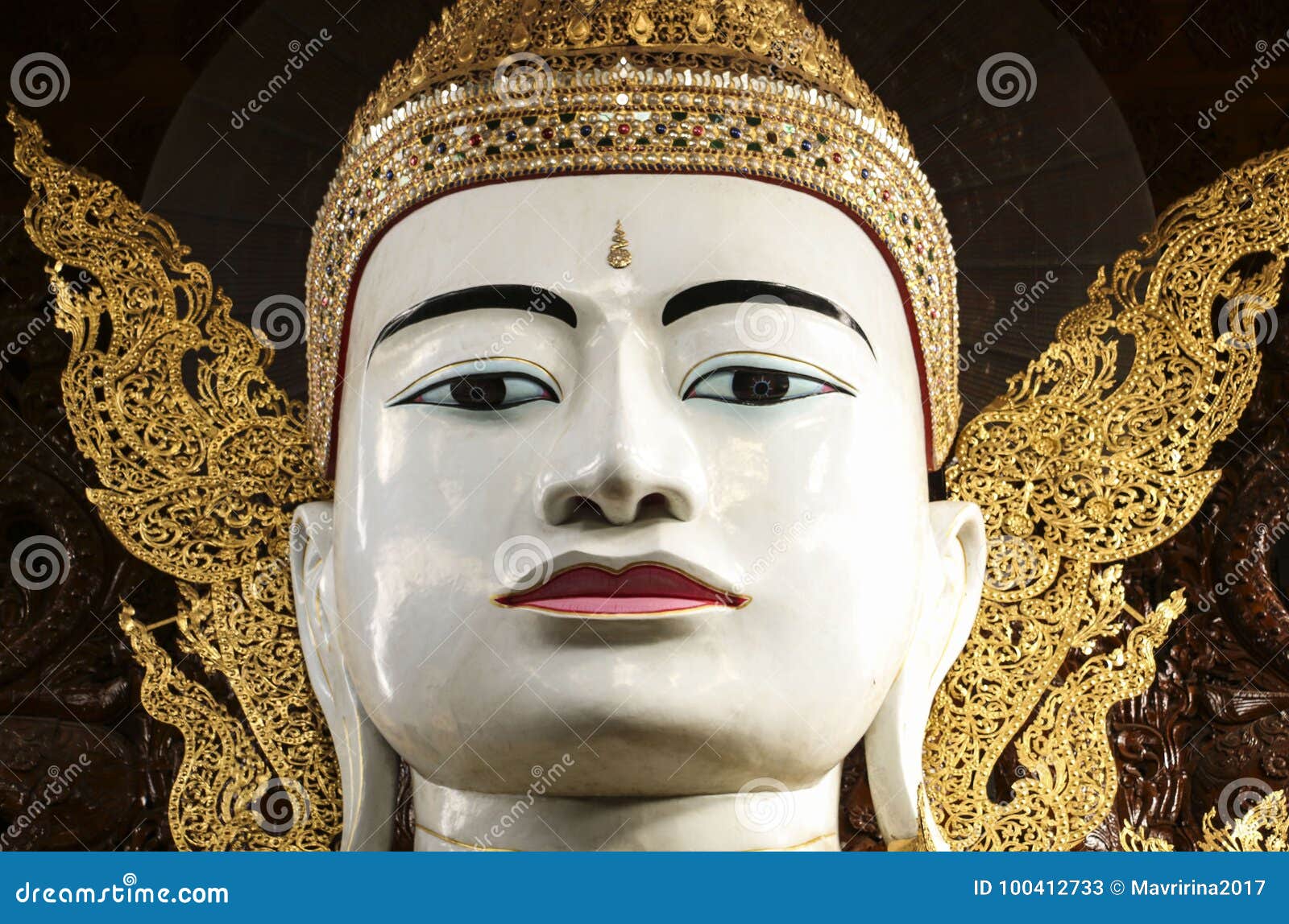 buddha in gold, royal clothes,ngar htat gyee pagoda,yangon, myanmar(burma)