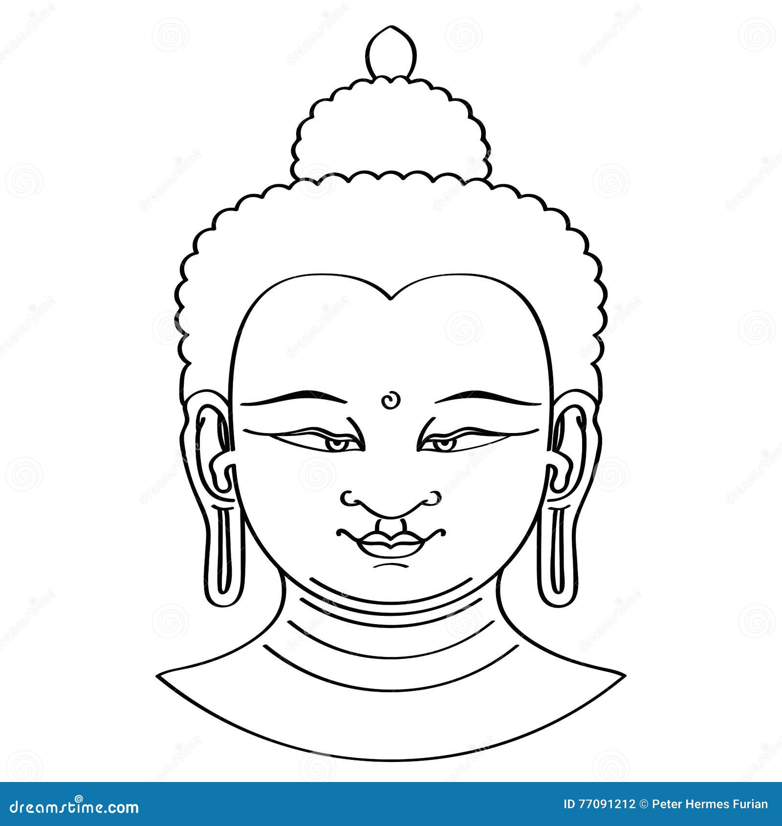 buddha head  with brush technique