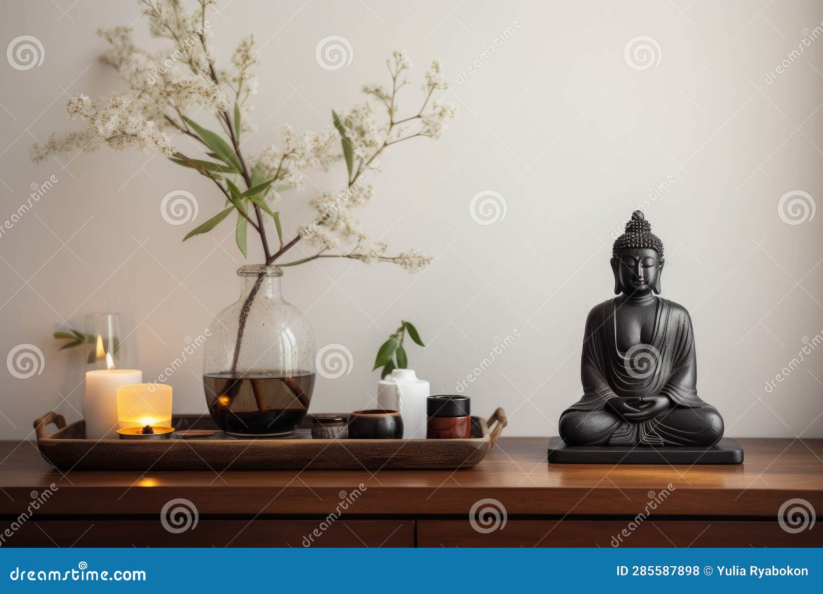 Buddha Home Altar Zen. Generate Ai Stock Illustration