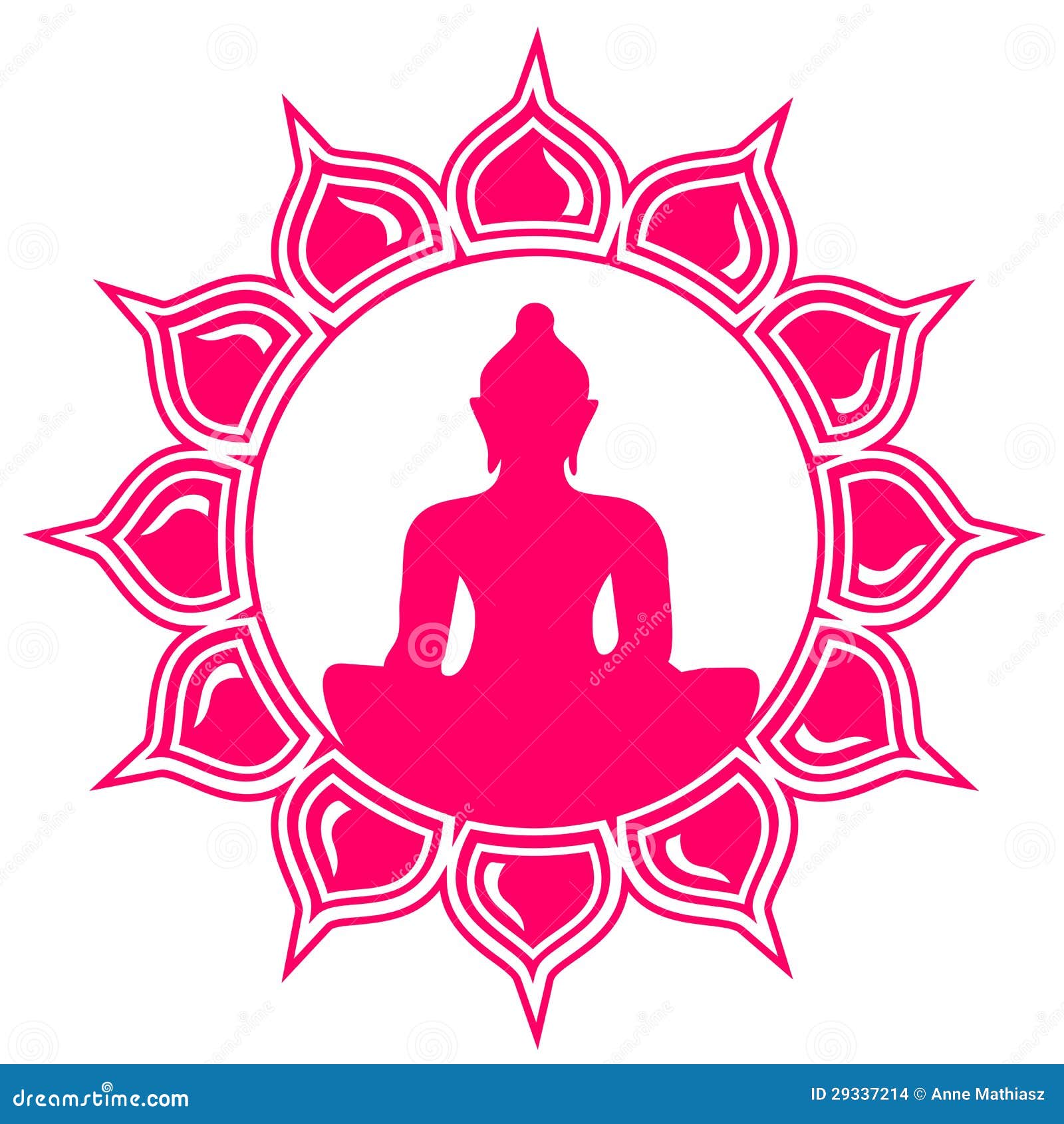 Buddha In Meditation On Beautiful And Magical Ornament Formed From ...