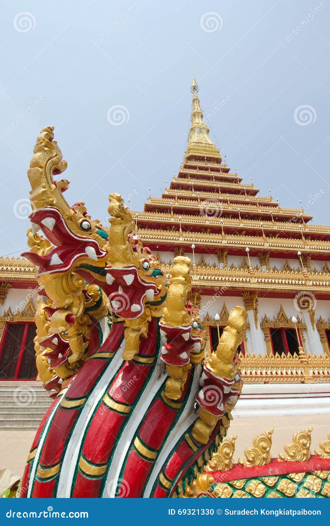 buddha pagoda temple with serpent statue in khon kaen province t