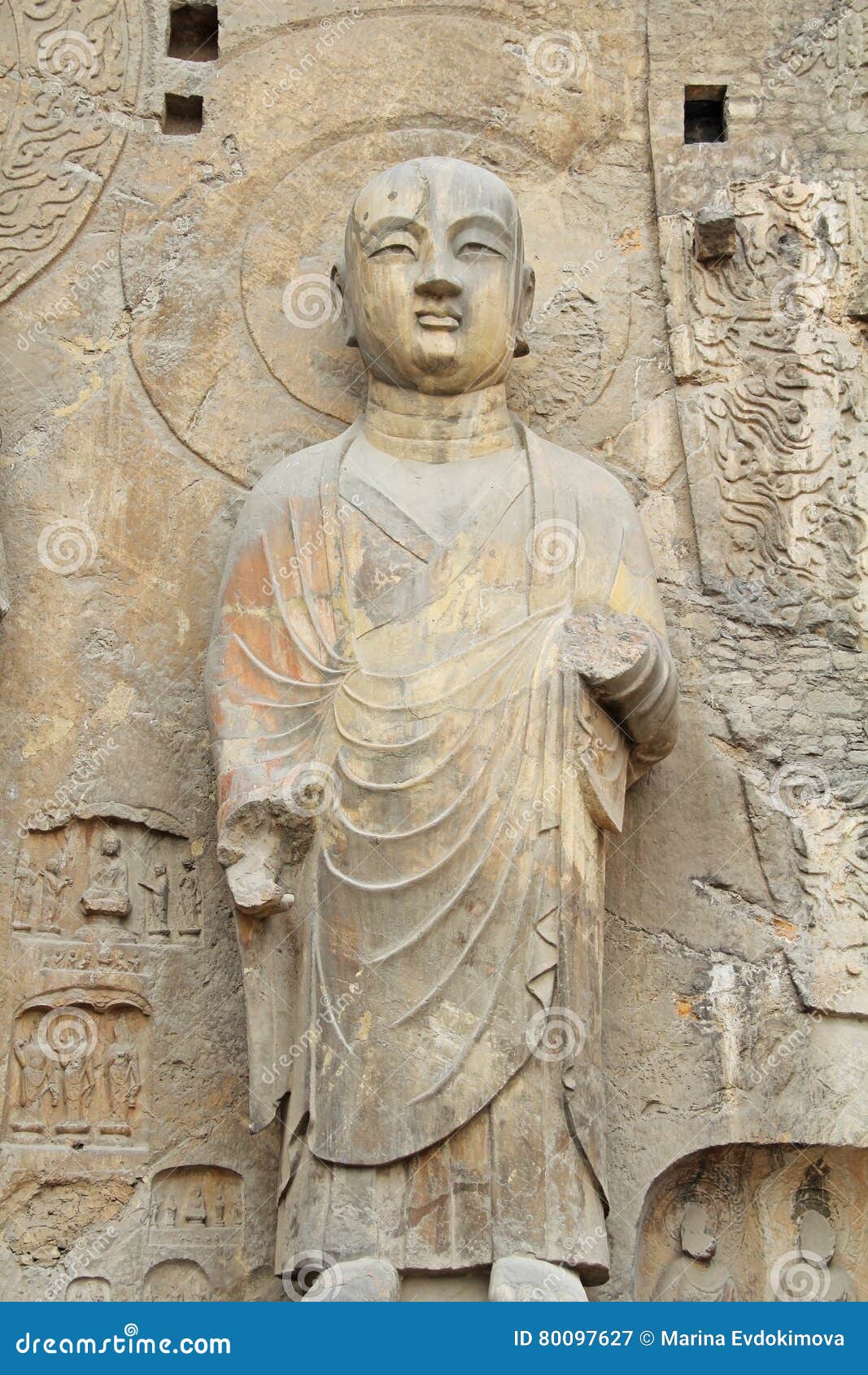 Buddha S Statue Rock Carving in Longmen Grottoes, Luoyang, China Stock ...