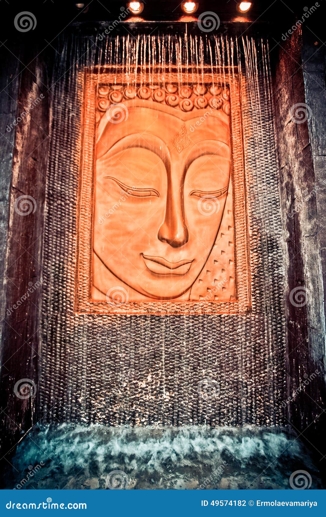 Buddha Sculpture on Temple Wall with Small Stock Photo Image of