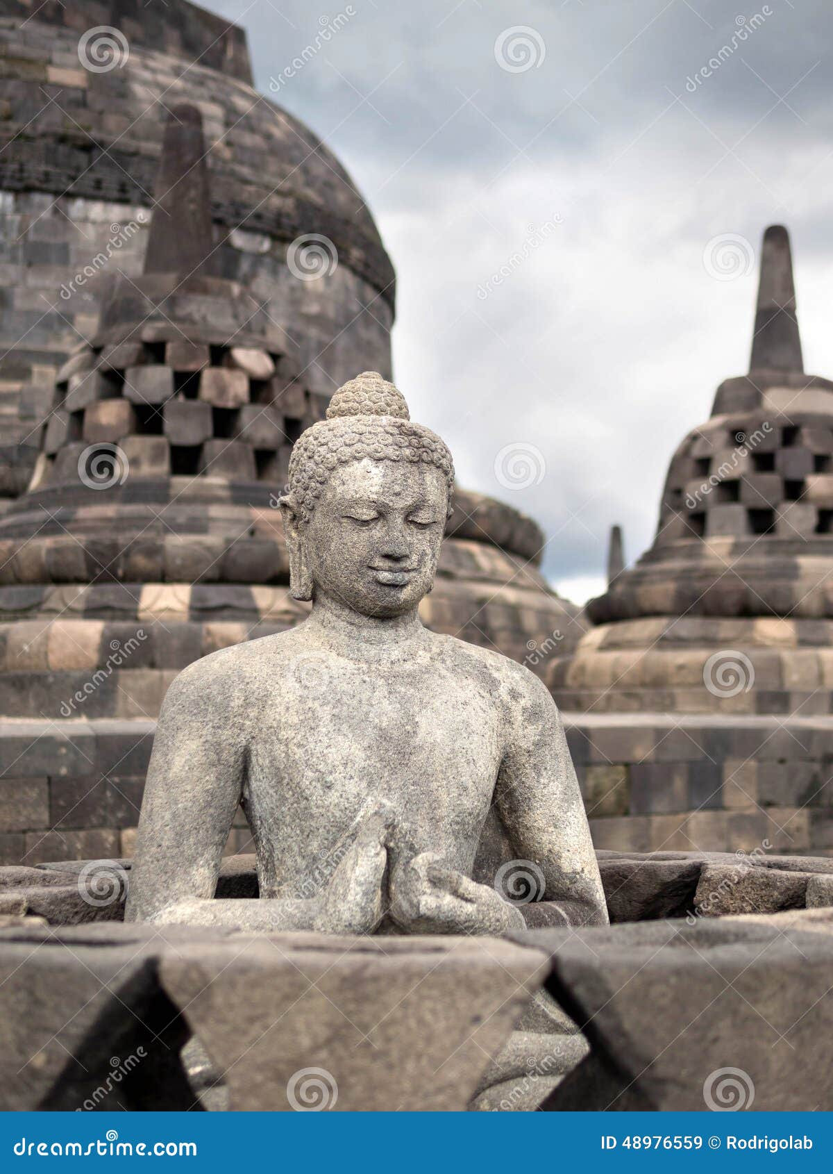Buddha Statue at Borobudur Temple, Yogyakarta, Java, Indonesia. Stock