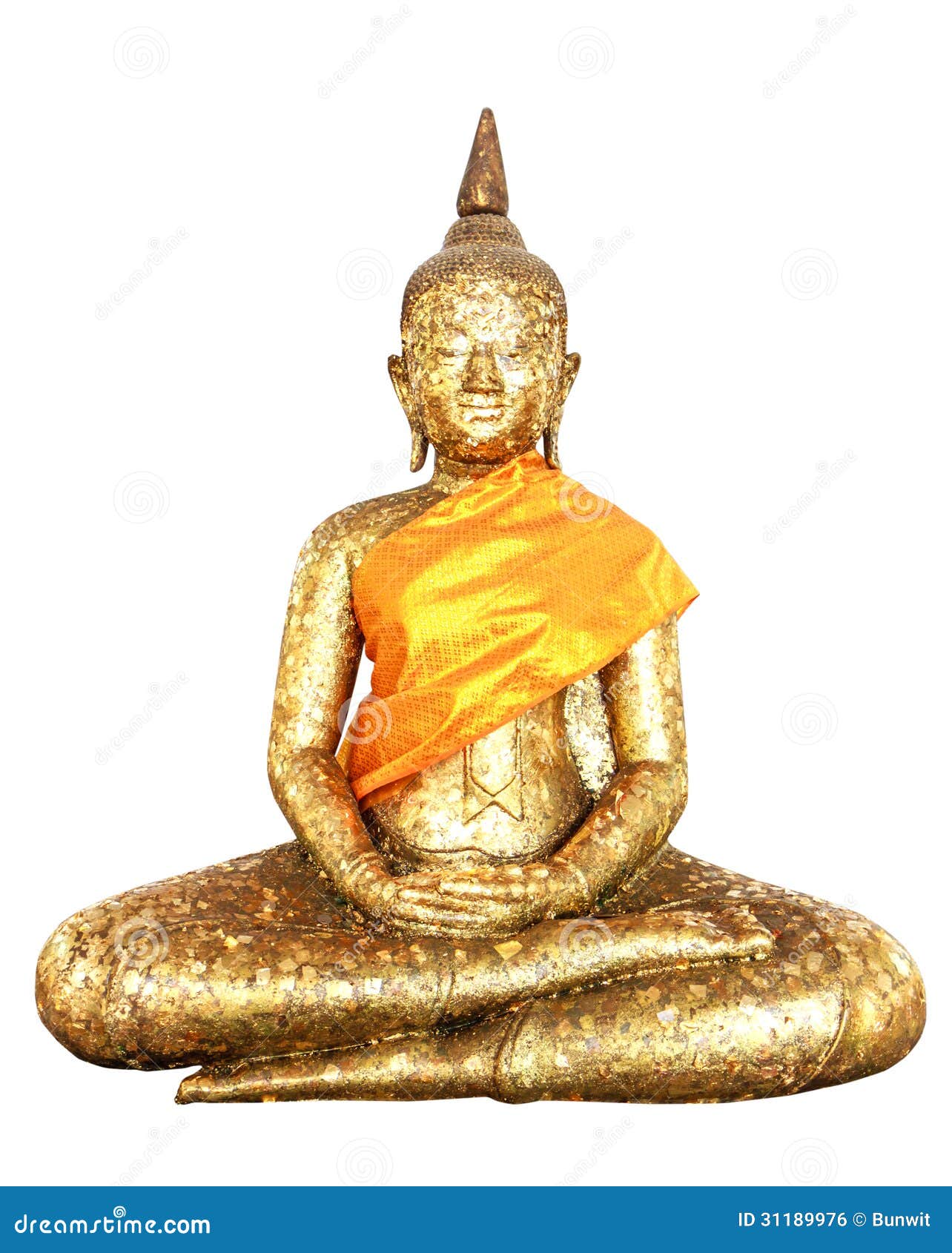Buddha Statue Covered in Gold Leaf Isolate Stock Photo Image of east