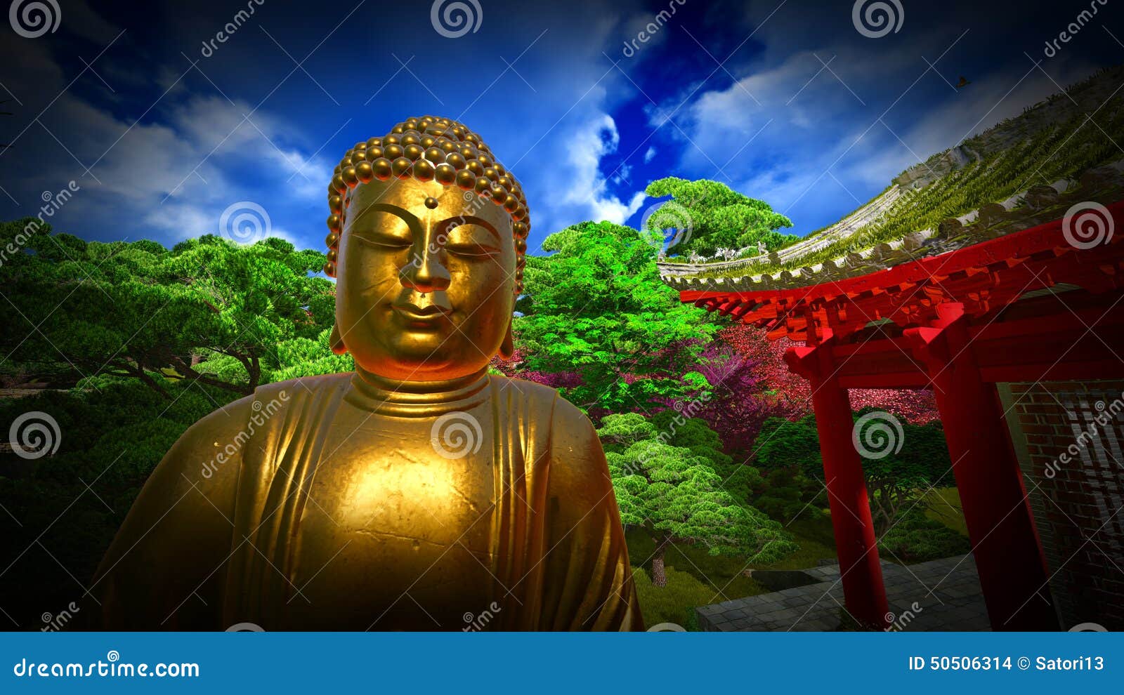 Buddha Statue in Japanese Garden Stock Photo Image of peaceful, enlightenment 50506314