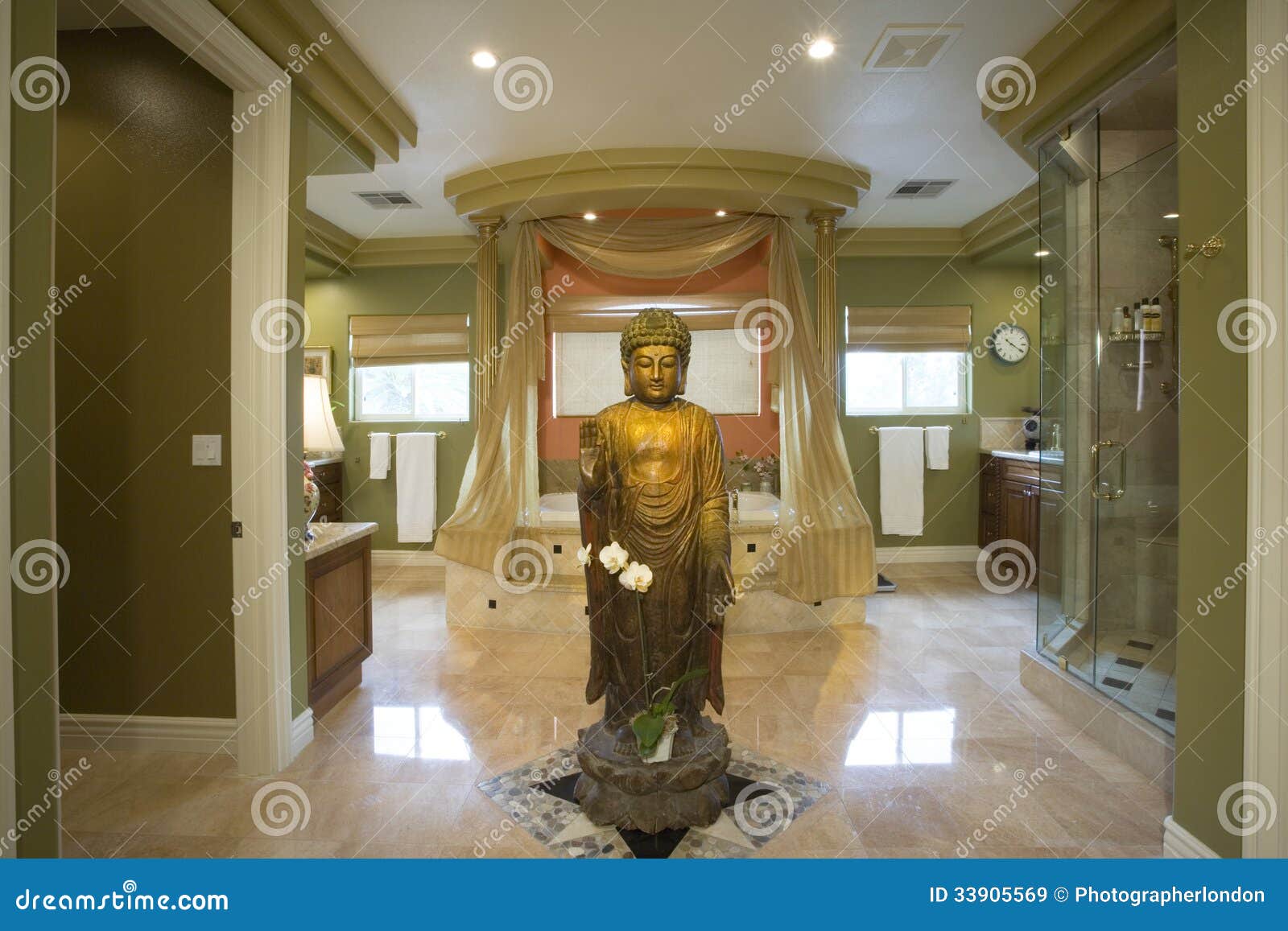 Buddha Statue in Luxurious Bathroom Stock Image Image of statue