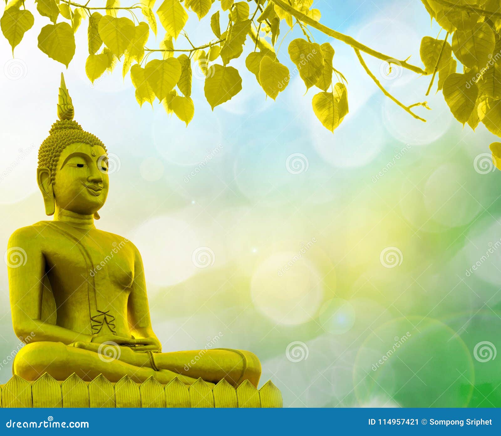 Buddha Statue Priest Religion Golden Background Stock Image - Image of