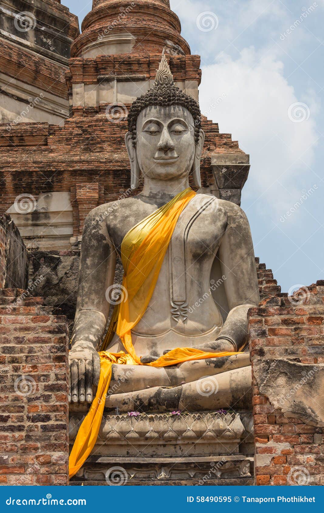 Buddha Statue in Public Ancient Temple, Ayuthay, Thailand Stock Image