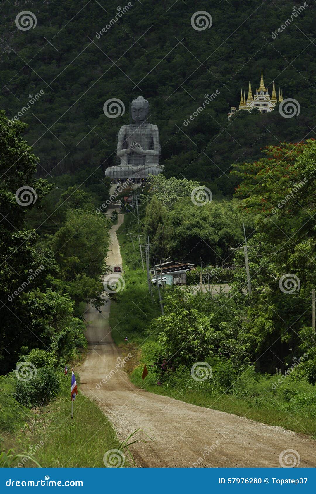Buddha Statue and Temple on the Mountain Stock Photo Image of