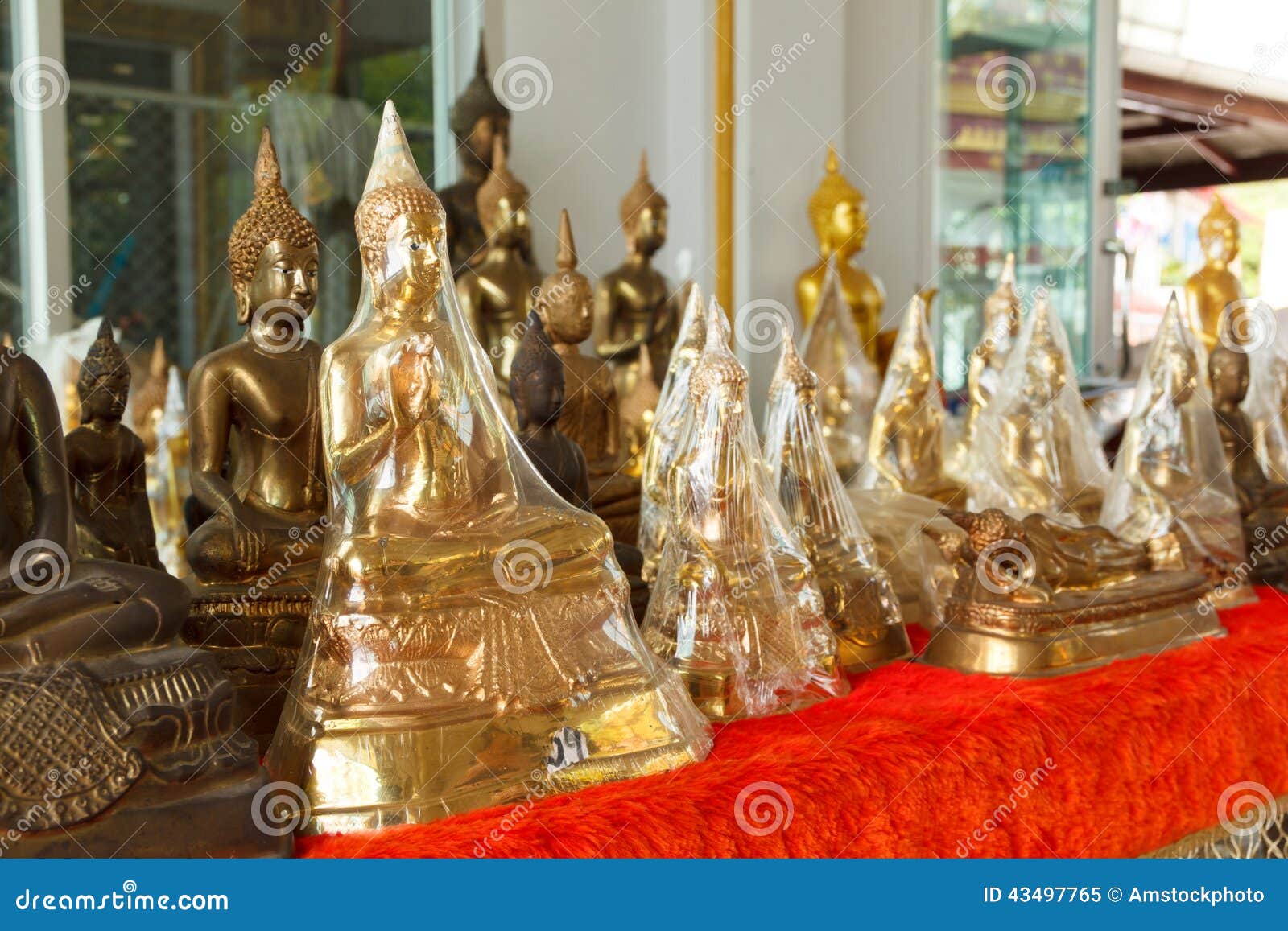 Buddha Statues in Plastic Wrap Stock Image Image of bangkok, sale