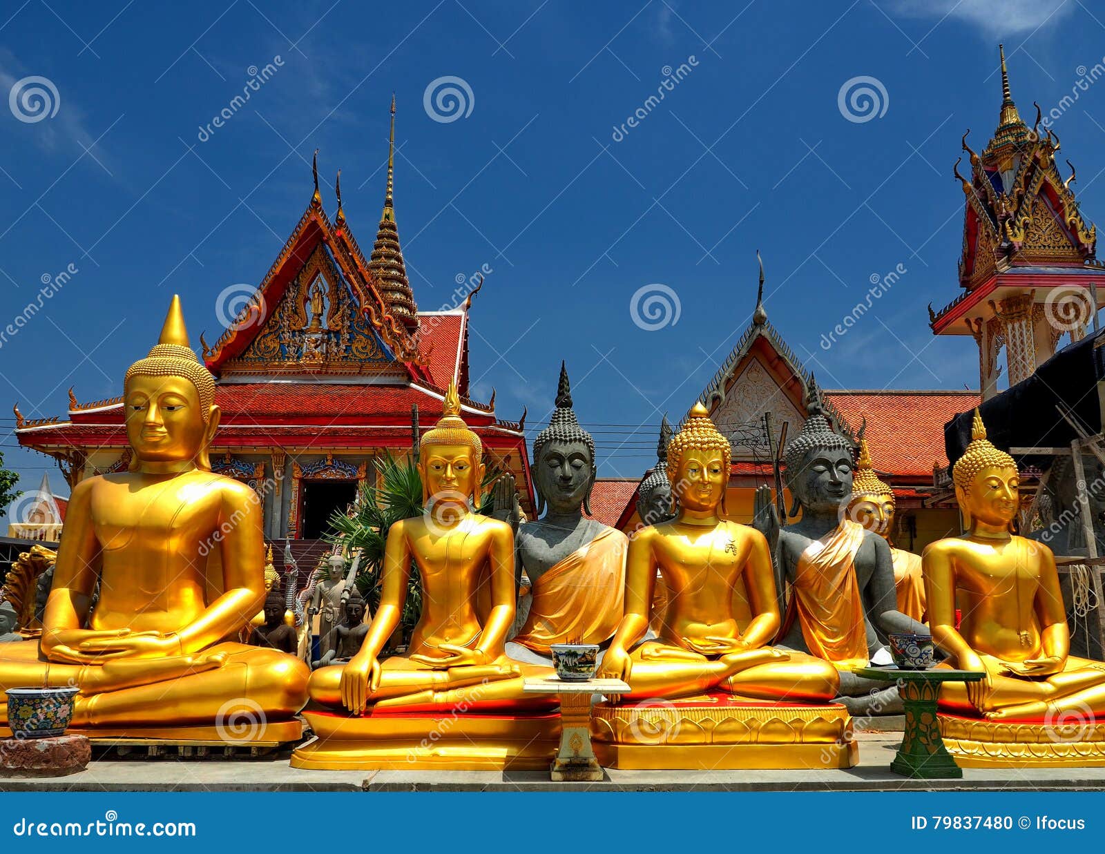 Buddha Statues At Thai Temple Stock Photo Image Of Icon Outdoor