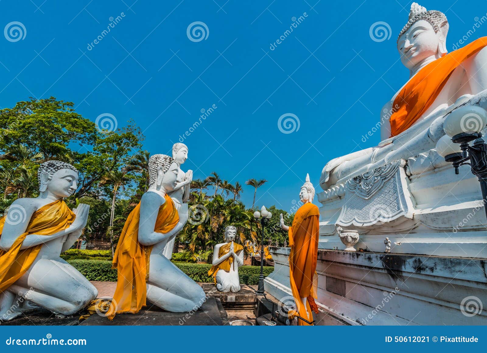buddha statues wat yai chai mongkhon ayutthaya bangkok thailand