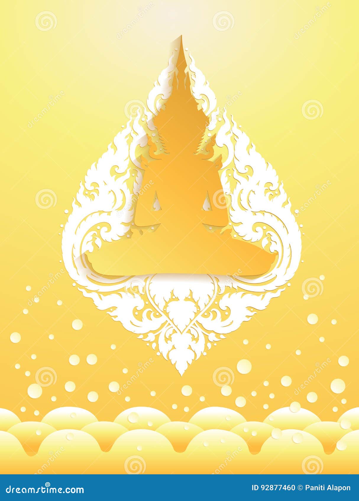buddha thai tradition paper cut on water background
