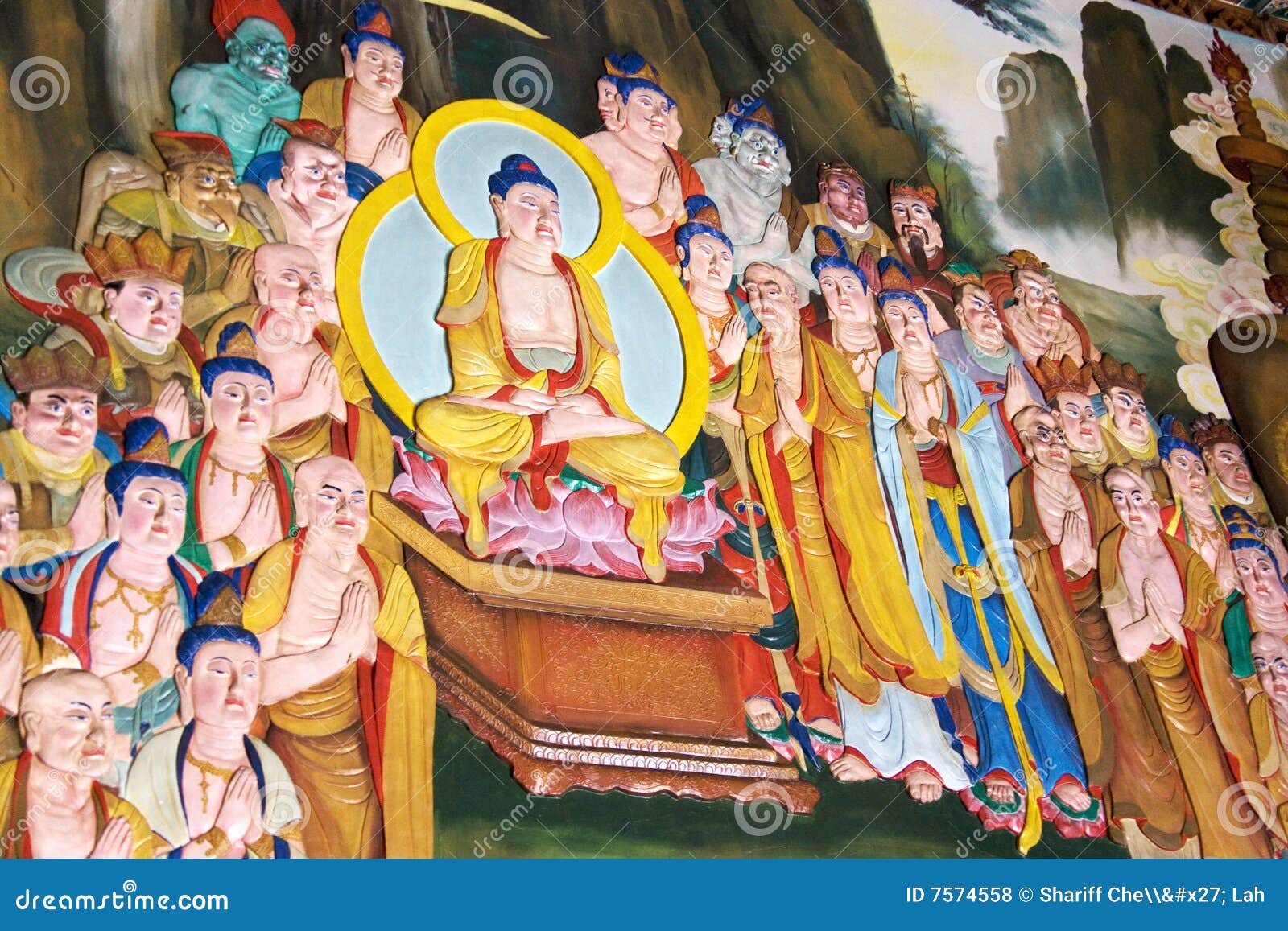 Buddha Wall Sculpture stock photo. Image of stone, shrine 7574558