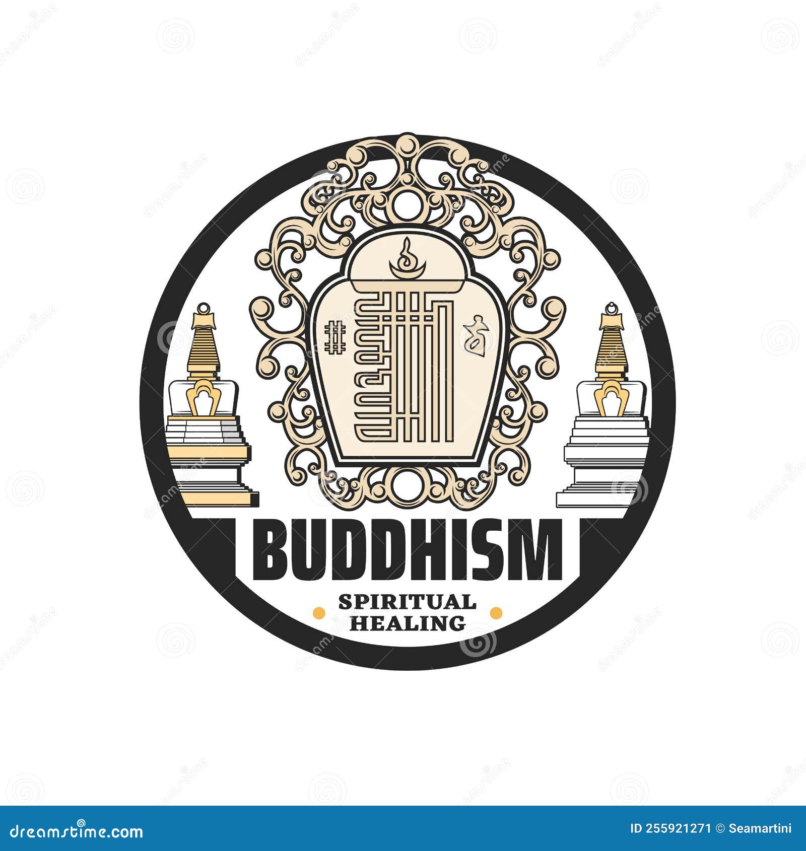 Buddhism Religion Icon, Buddha Temple Stupa Shrine Stock Vector ...