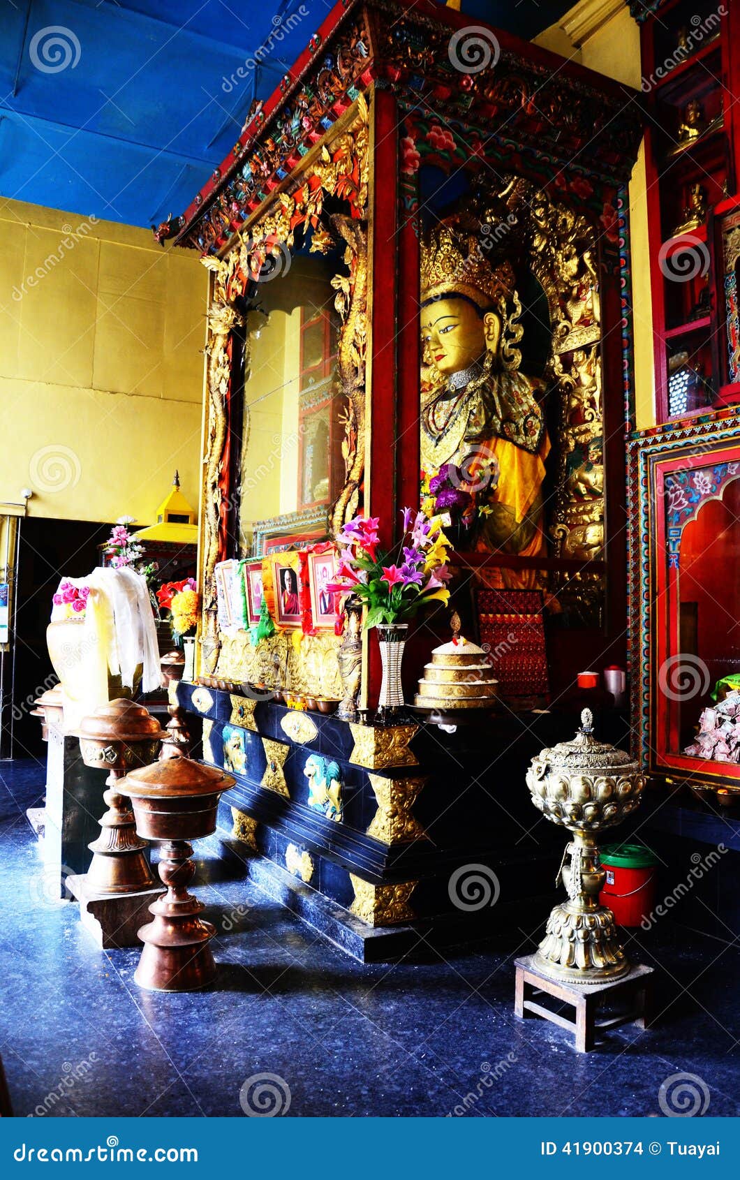 buddhist gompa in swayambhunath temple or monkey temple