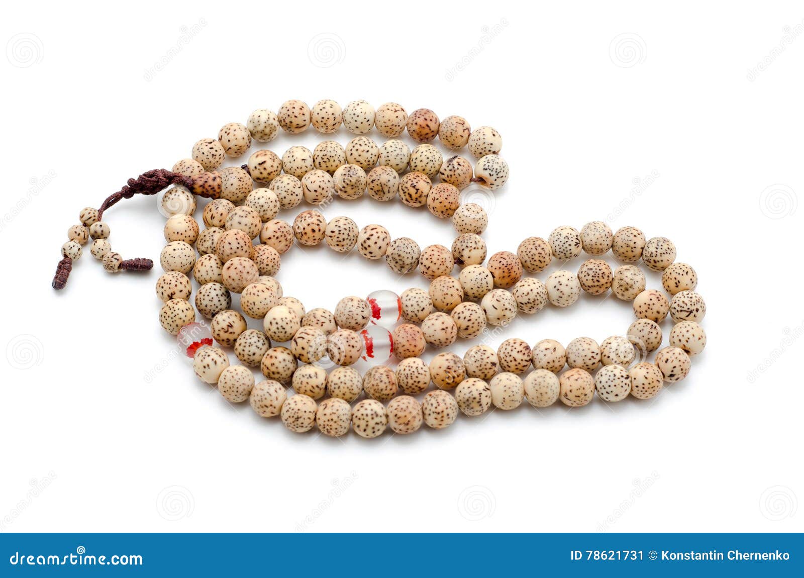 Buddhist or Hindu Prayer Beads Isolated on White. Stock Image